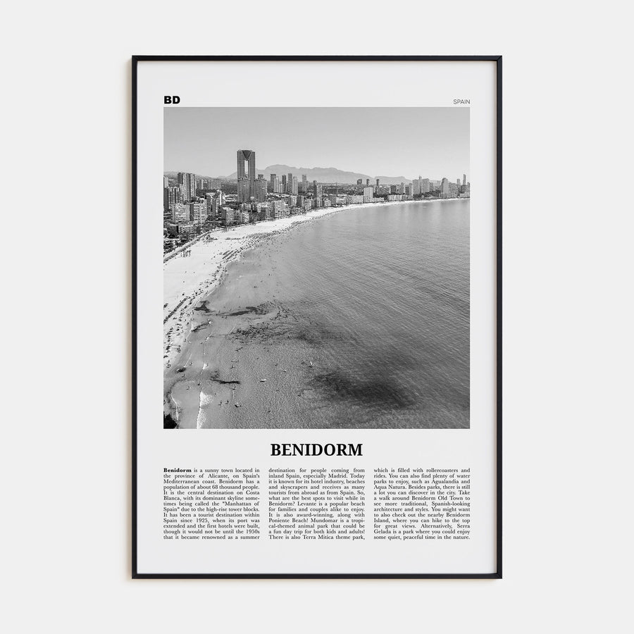 Benidorm Travel B&W Poster