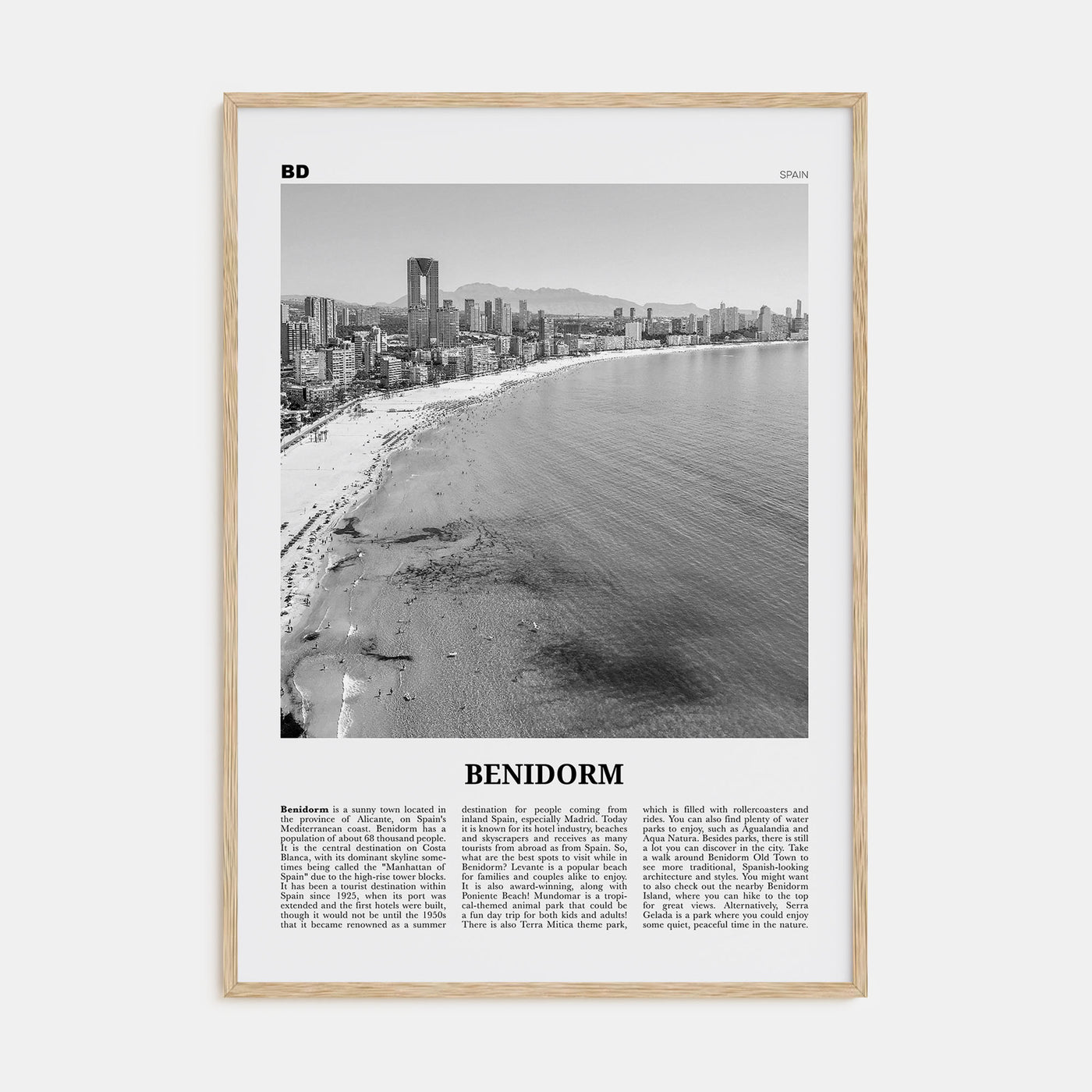 Benidorm Travel B&W Poster