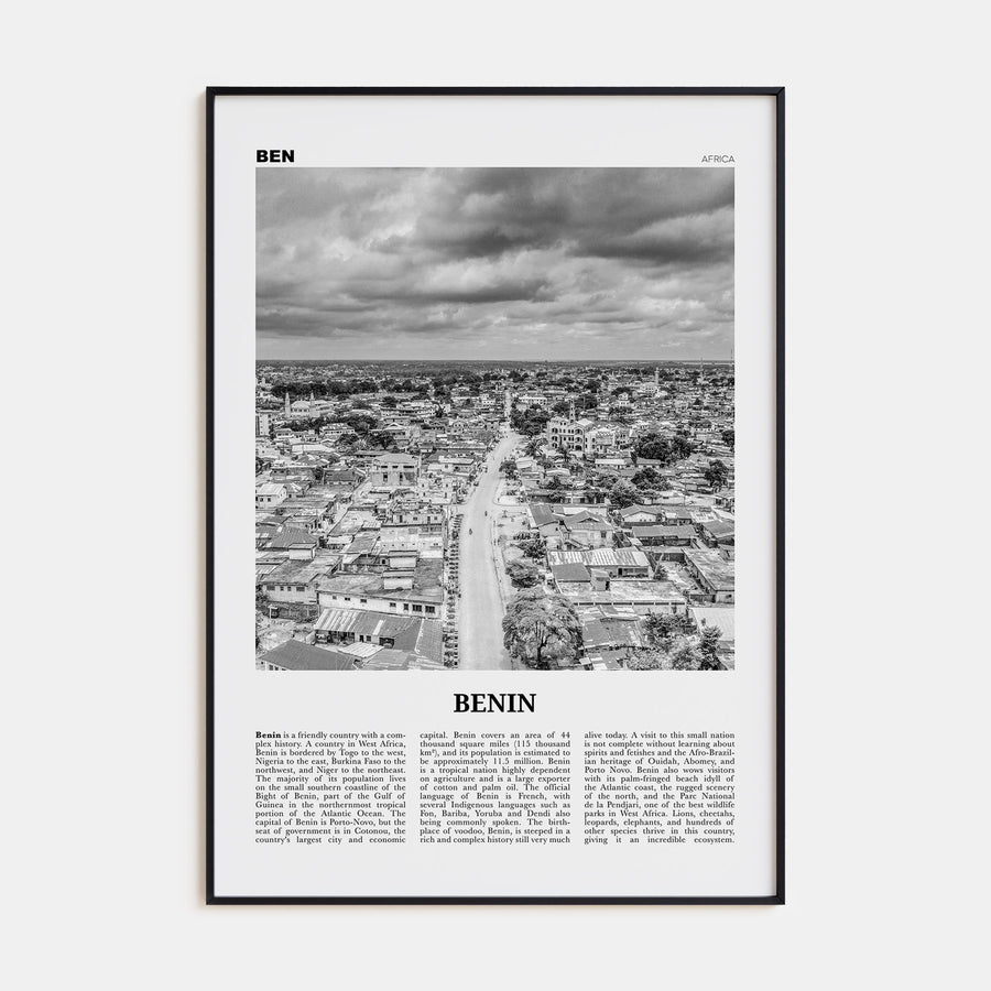Benin Travel B&W Poster
