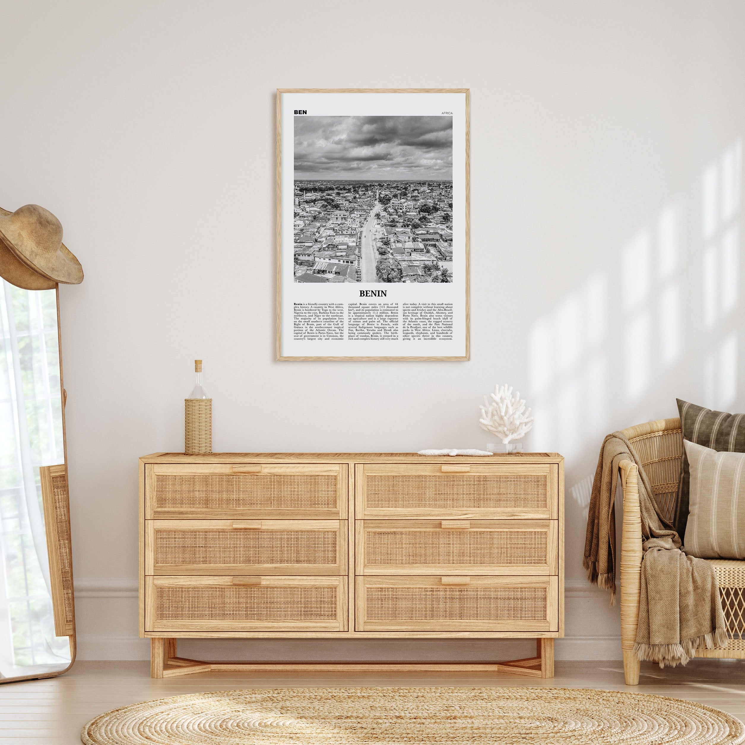 Benin Travel B&W Poster