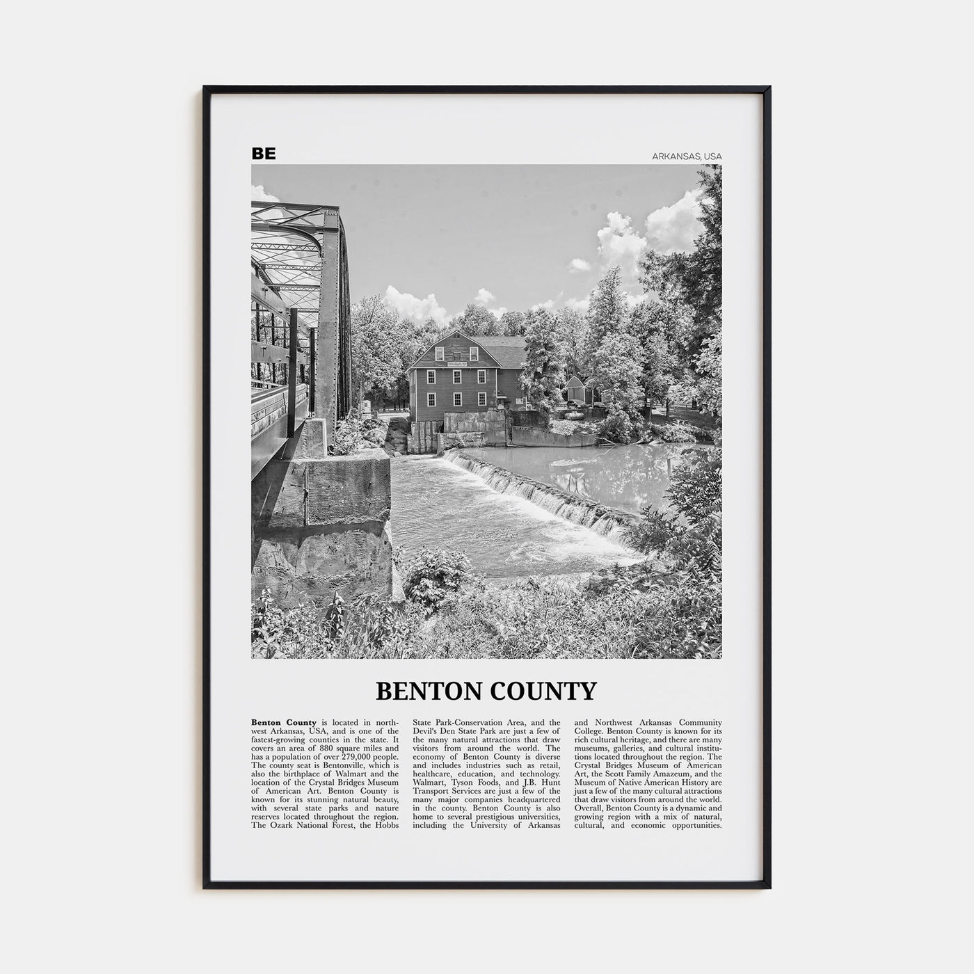 Benton County Travel B&W Poster