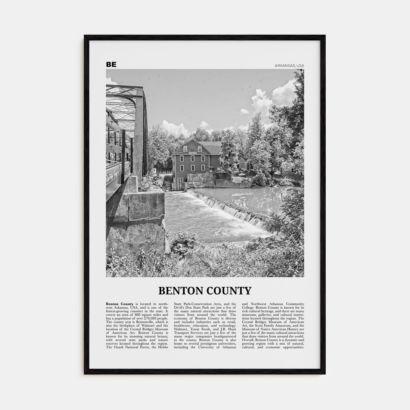 Benton County Travel B&W Poster