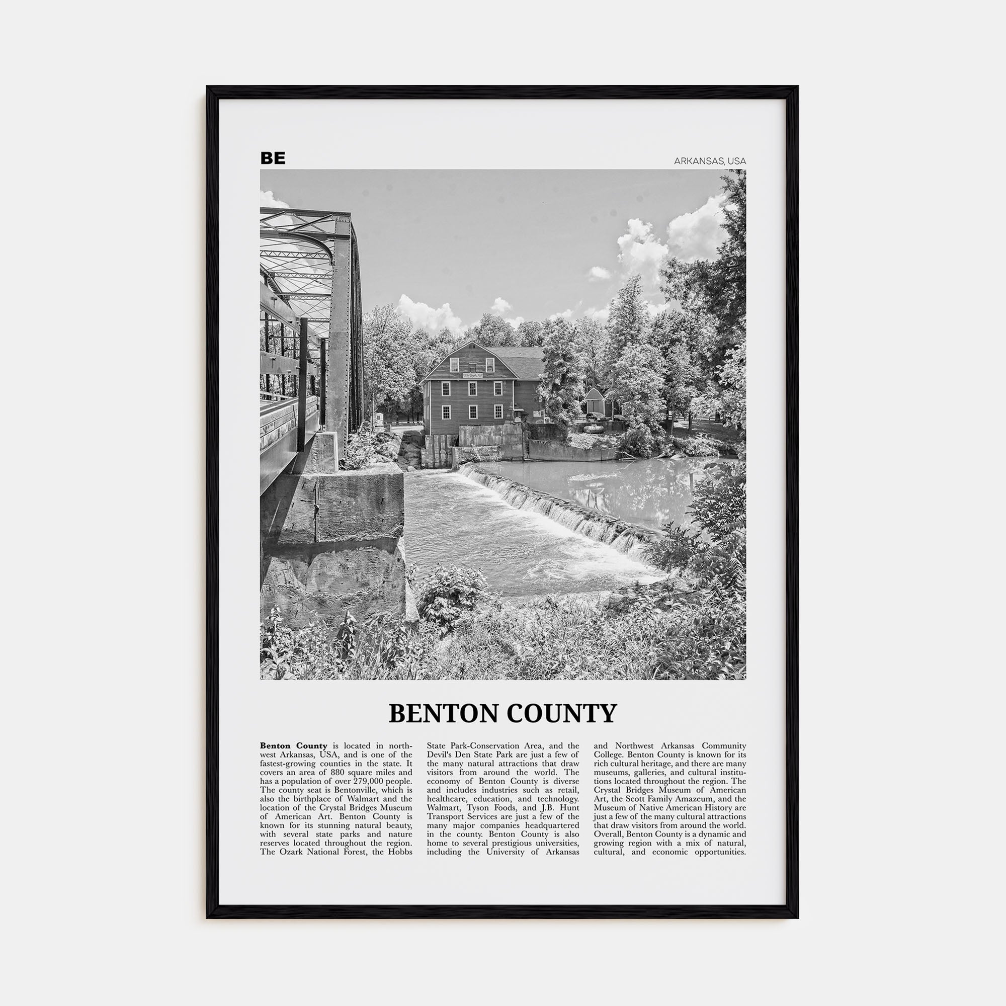 Benton County Travel B&W Poster