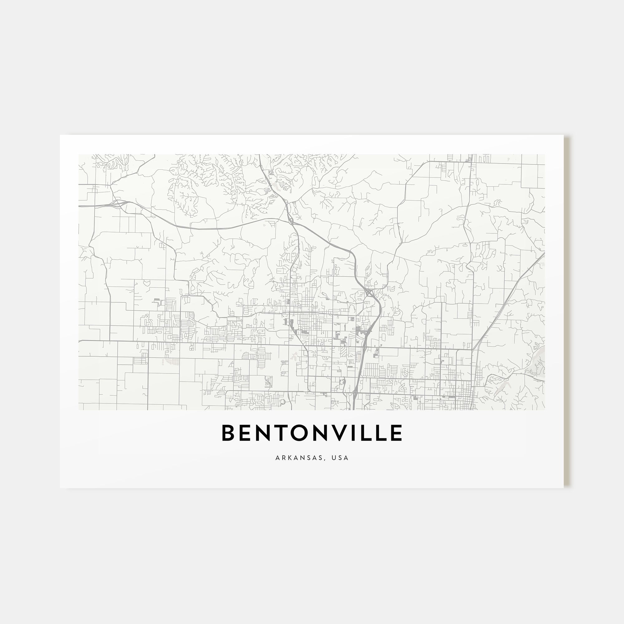 Bentonville Map Landscape Poster