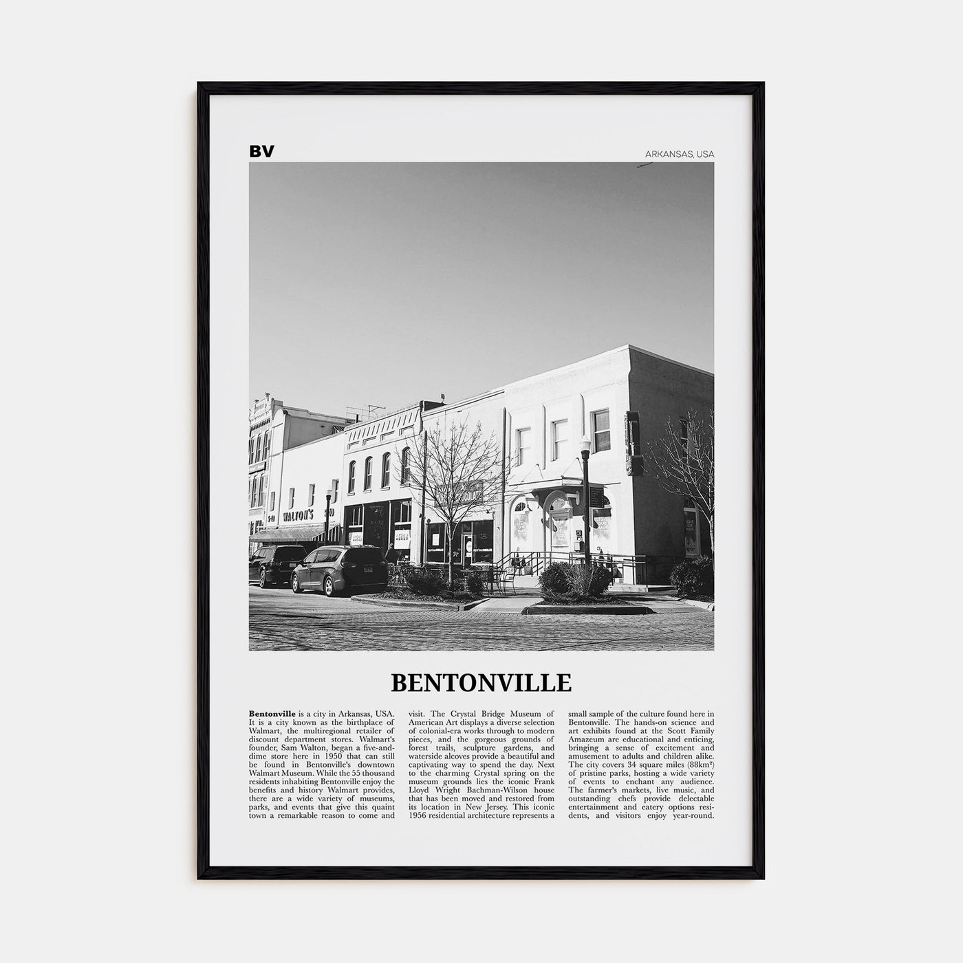 Bentonville Travel B&W Poster