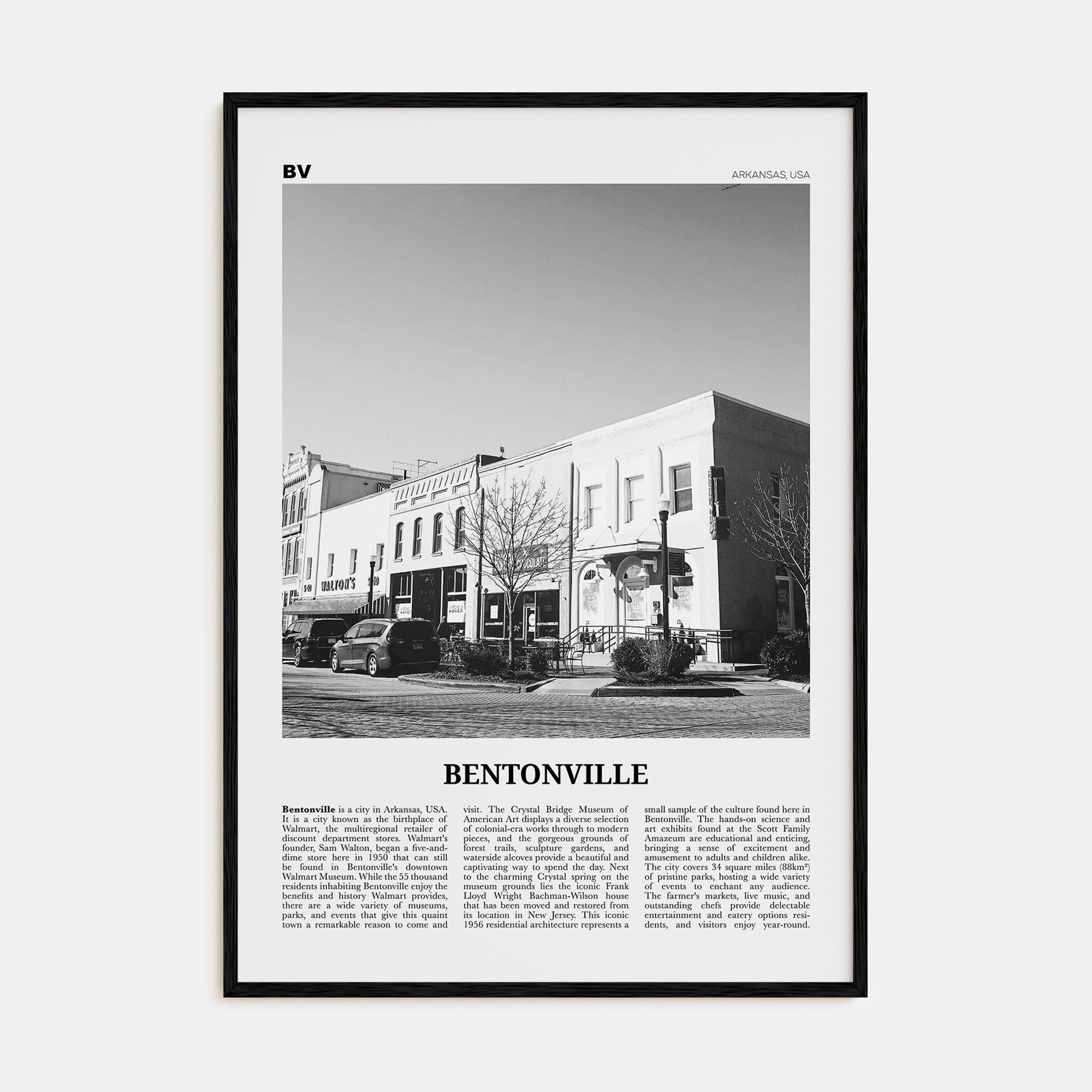 Bentonville Travel B&W Poster