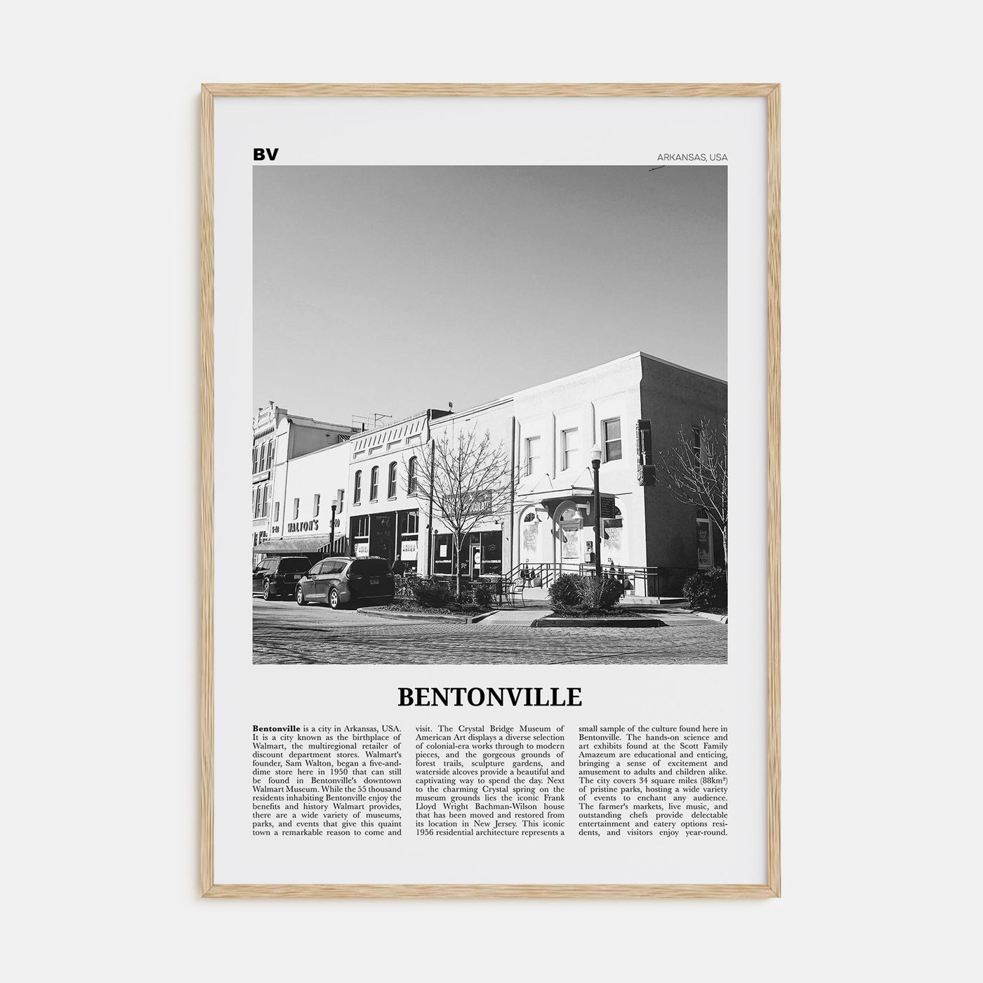 Bentonville Travel B&W Poster