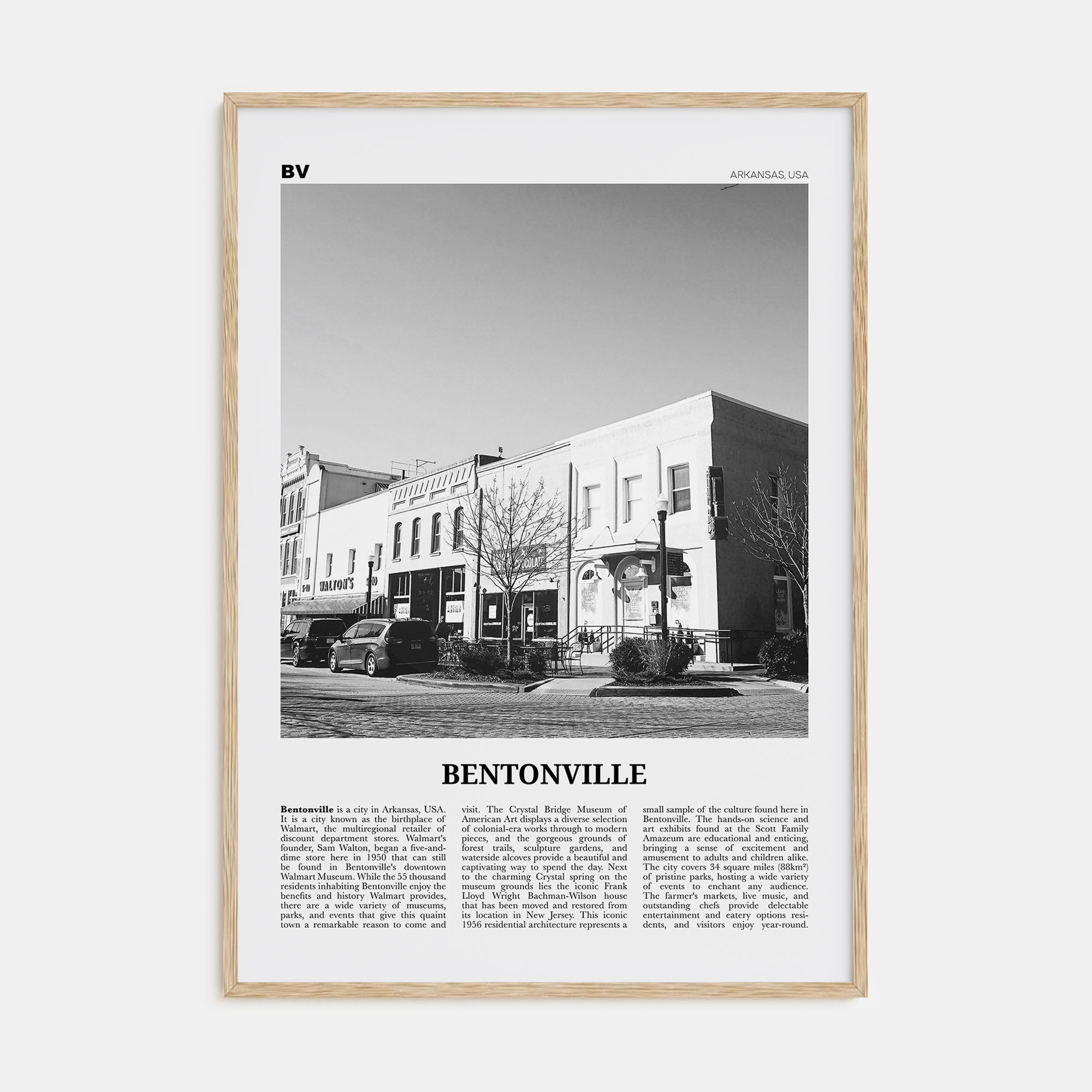 Bentonville Travel B&W Poster