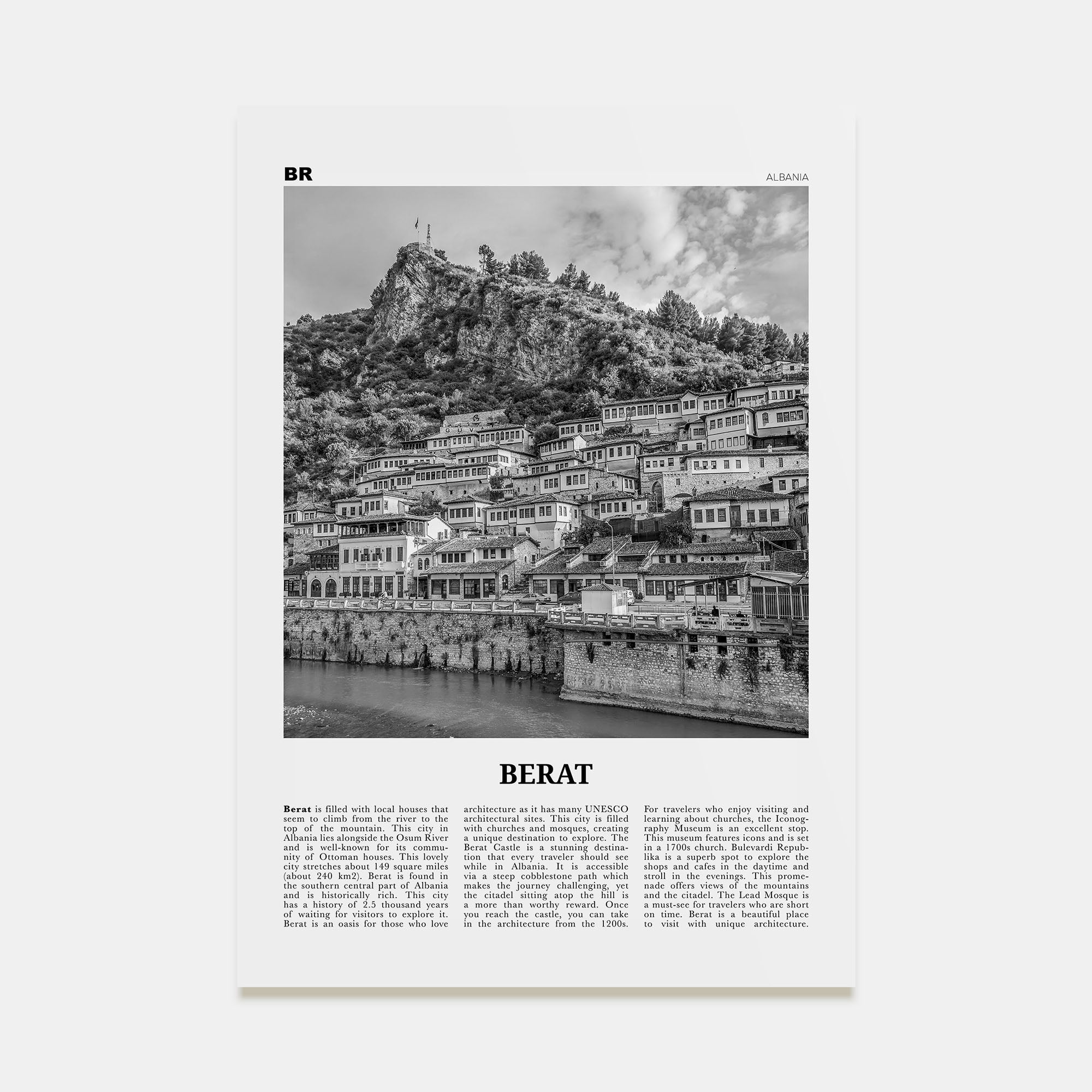 Berat Travel B&W Poster