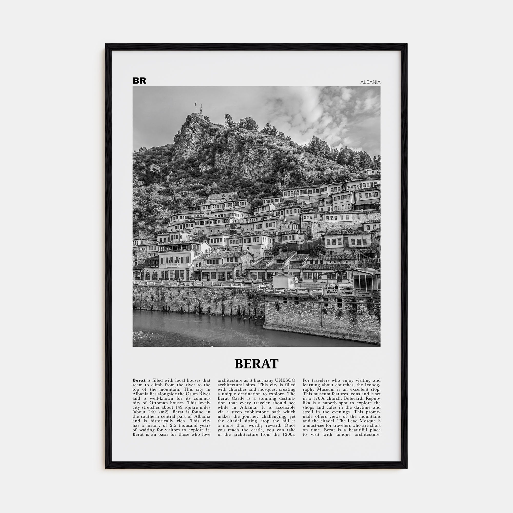 Berat Travel B&W Poster