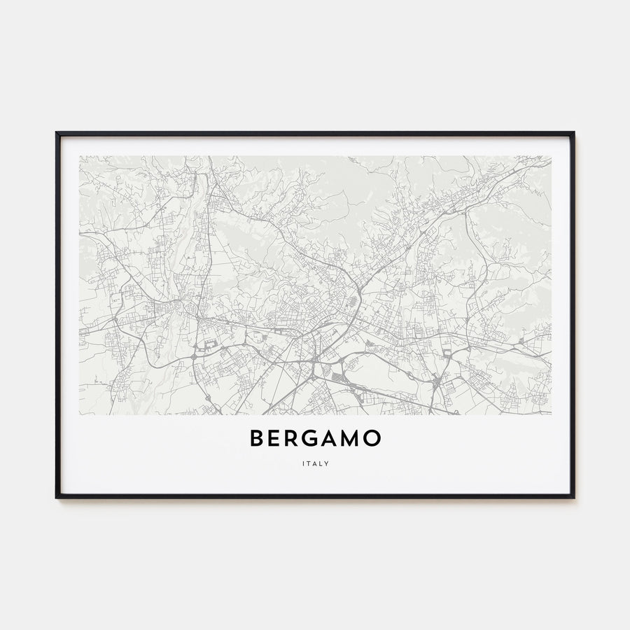 Bergamo Map Landscape Poster