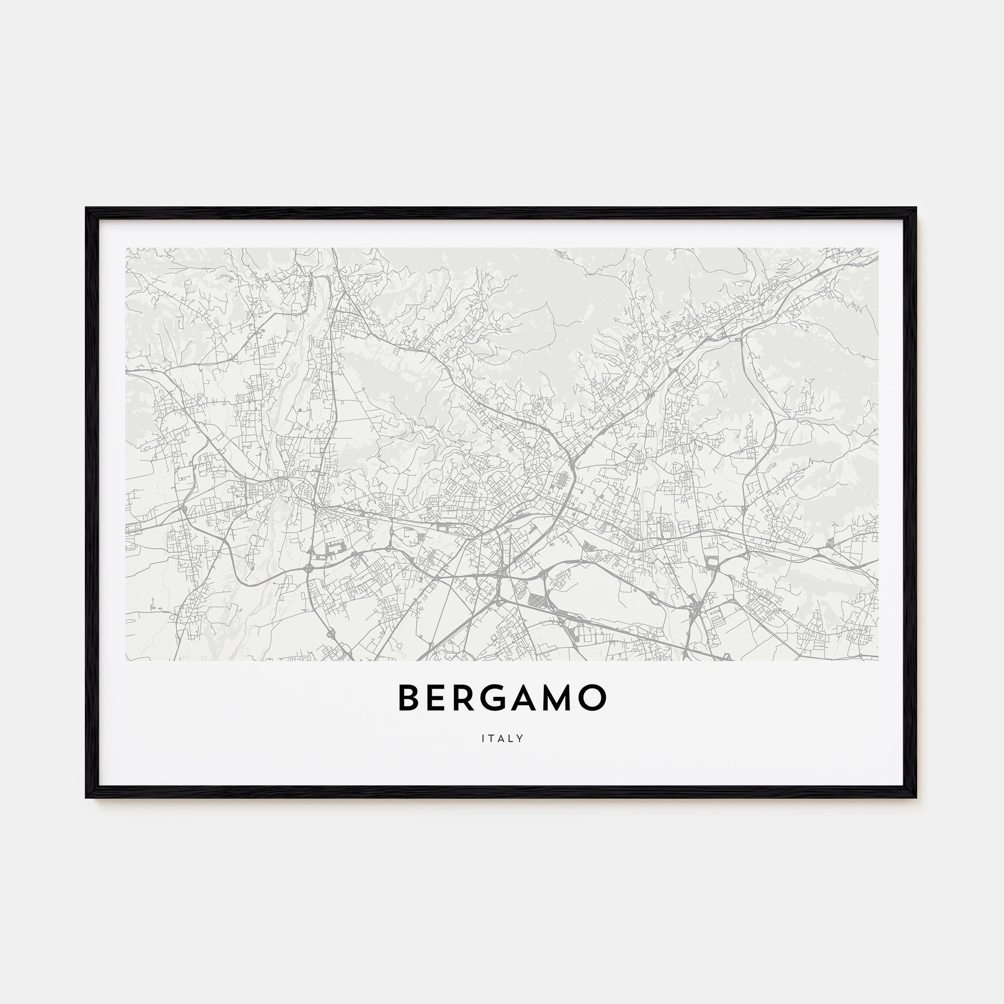 Bergamo Map Landscape Poster
