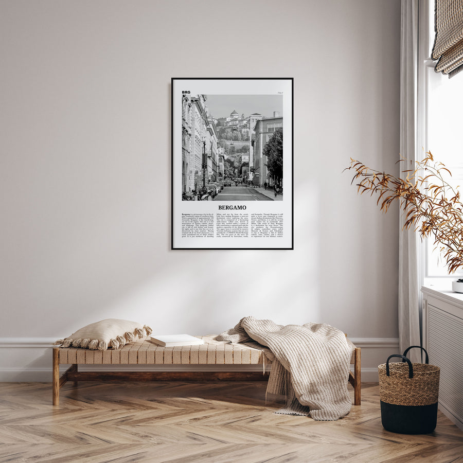 Bergamo Travel B&W Poster