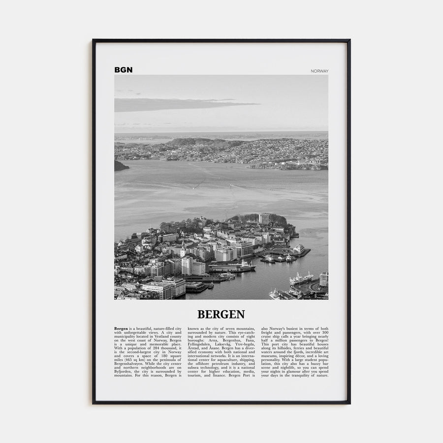 Bergen Travel B&W Poster