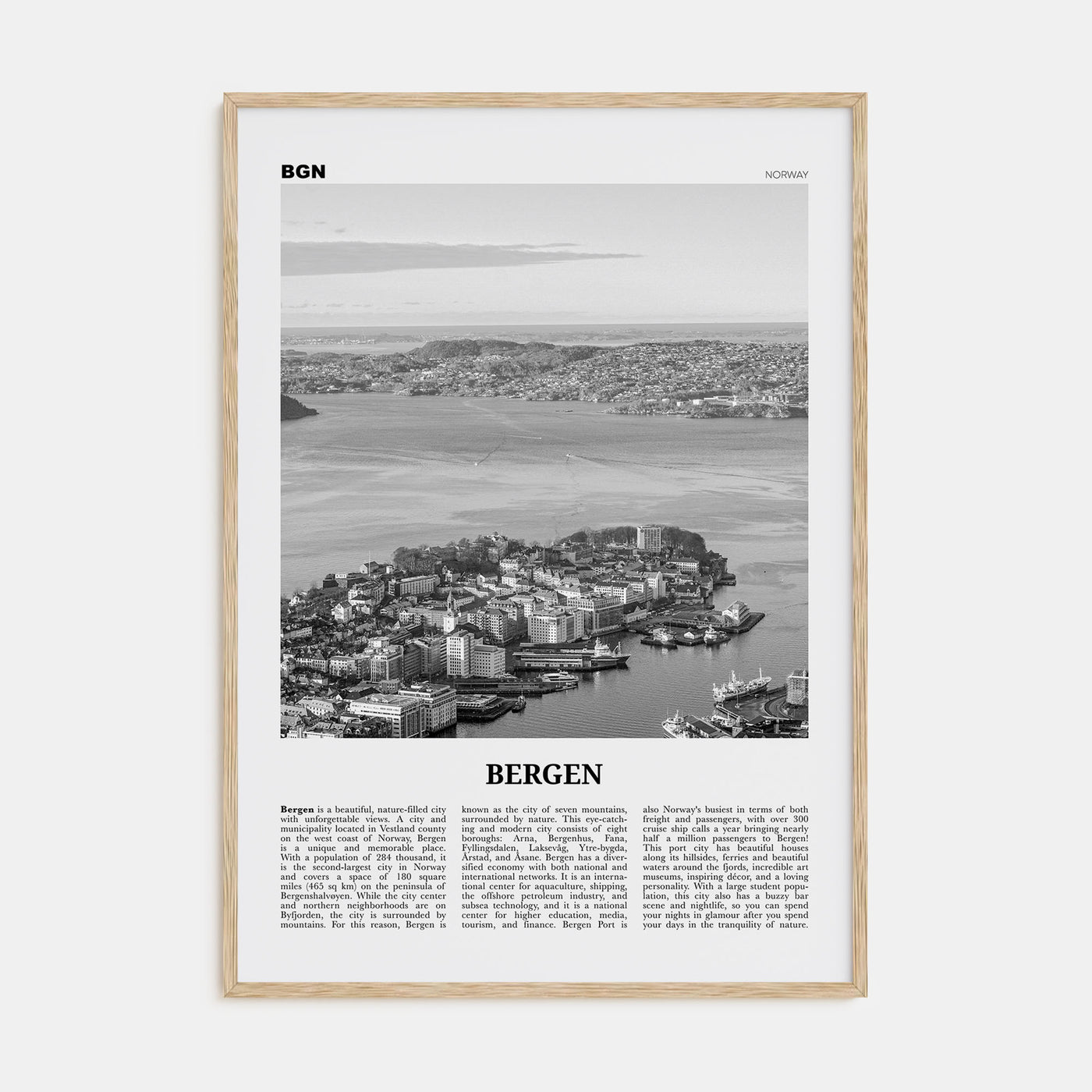Bergen Travel B&W Poster