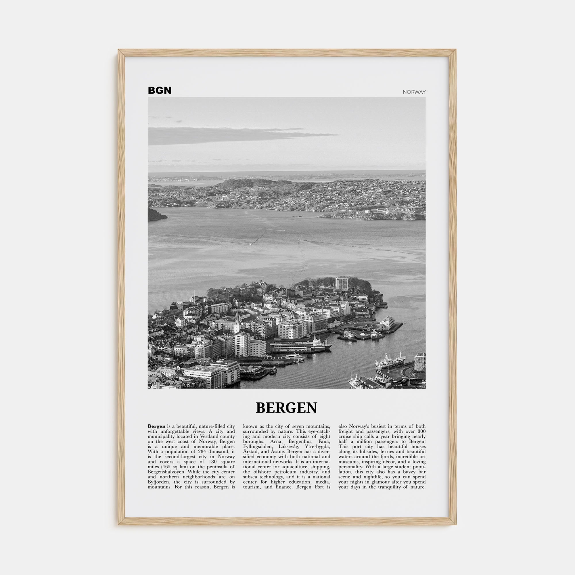 Bergen Travel B&W Poster