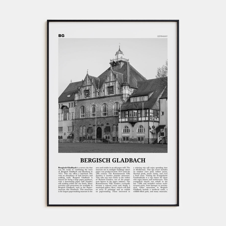 Bergisch Gladbach Travel B&W Poster
