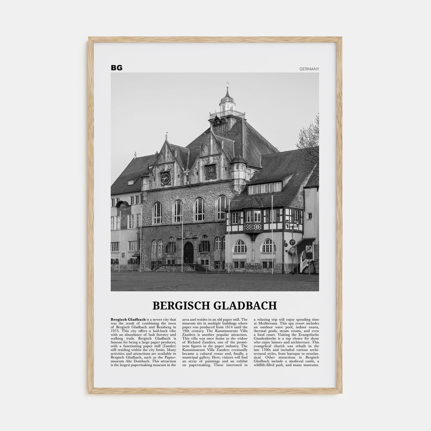 Bergisch Gladbach Travel B&W Poster