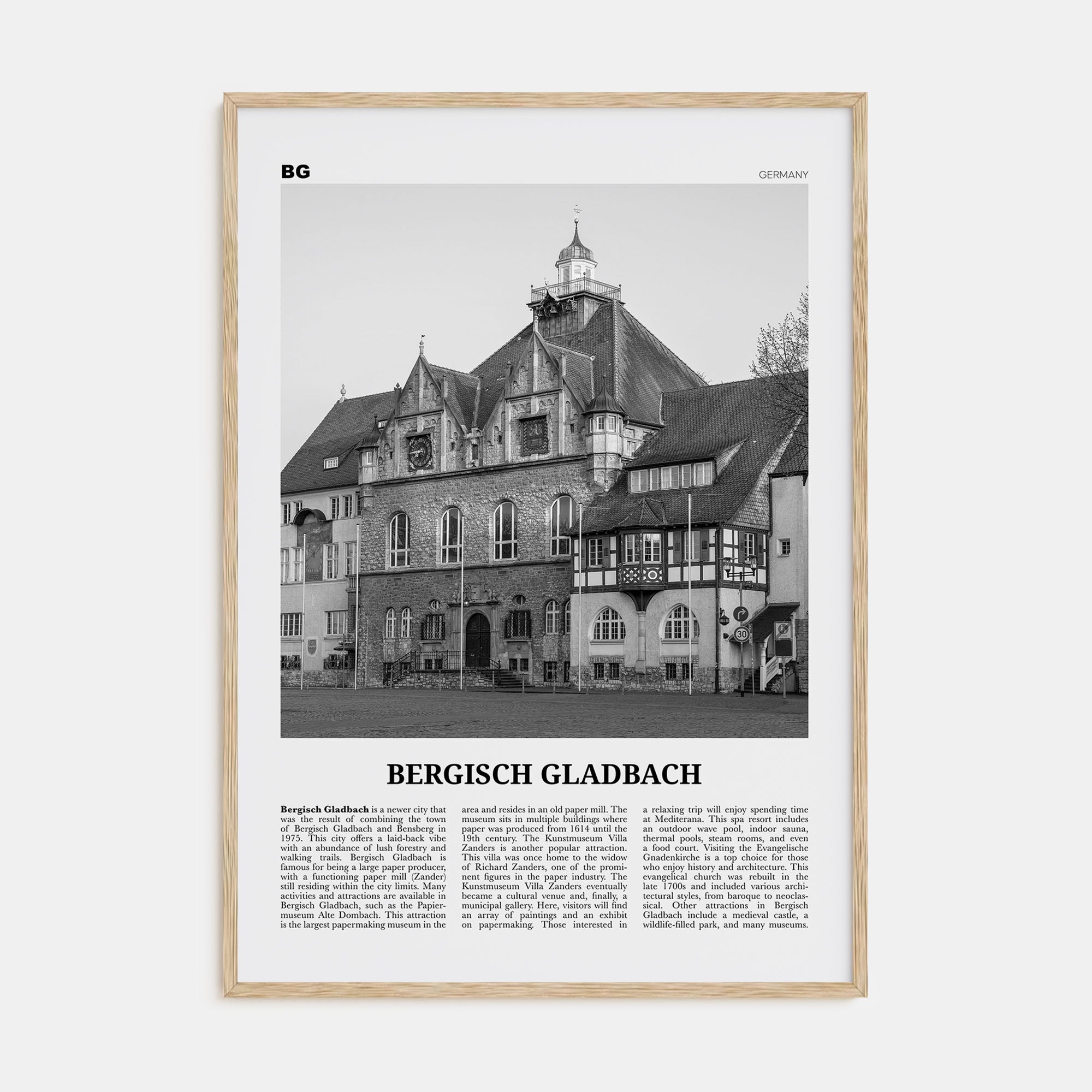Bergisch Gladbach Travel B&W Poster
