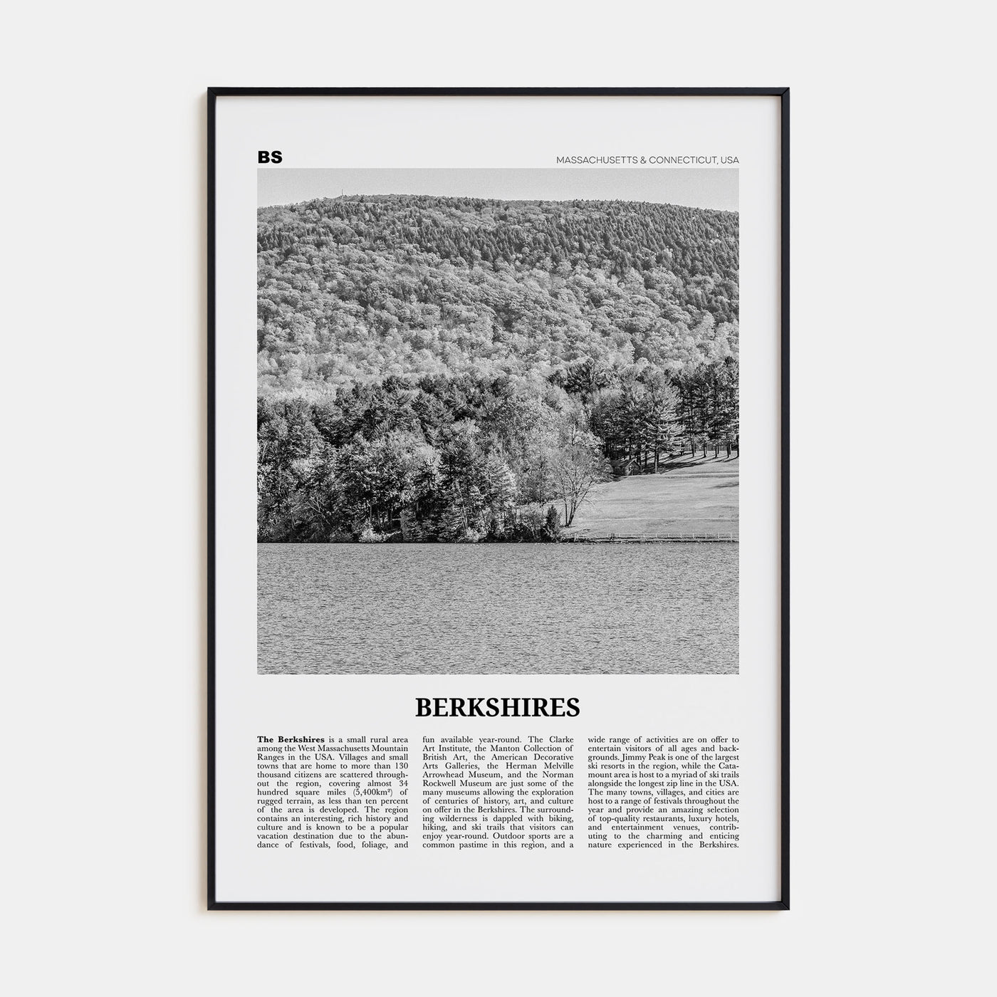 Berkshires Travel B&W Poster