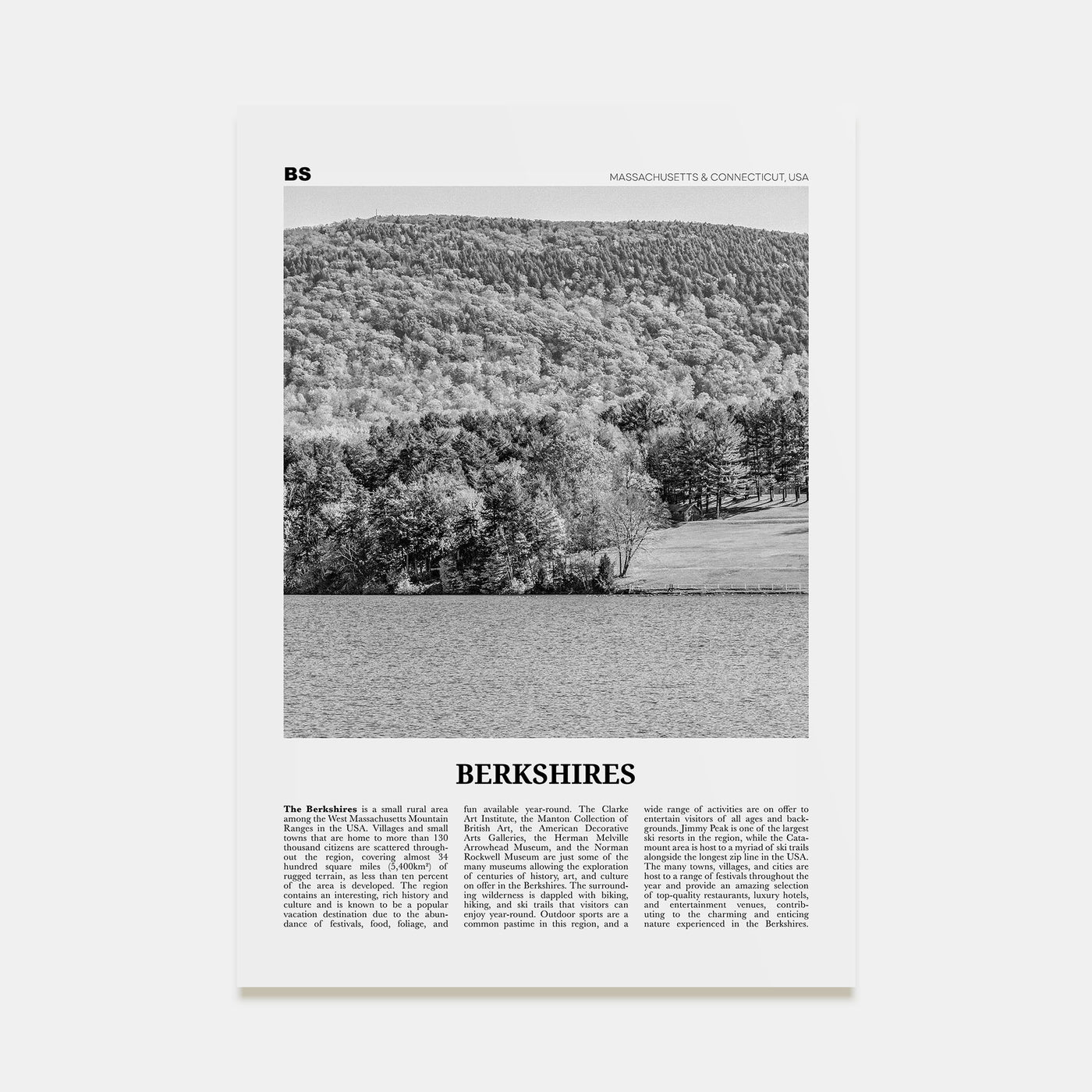 Berkshires Travel B&W Poster