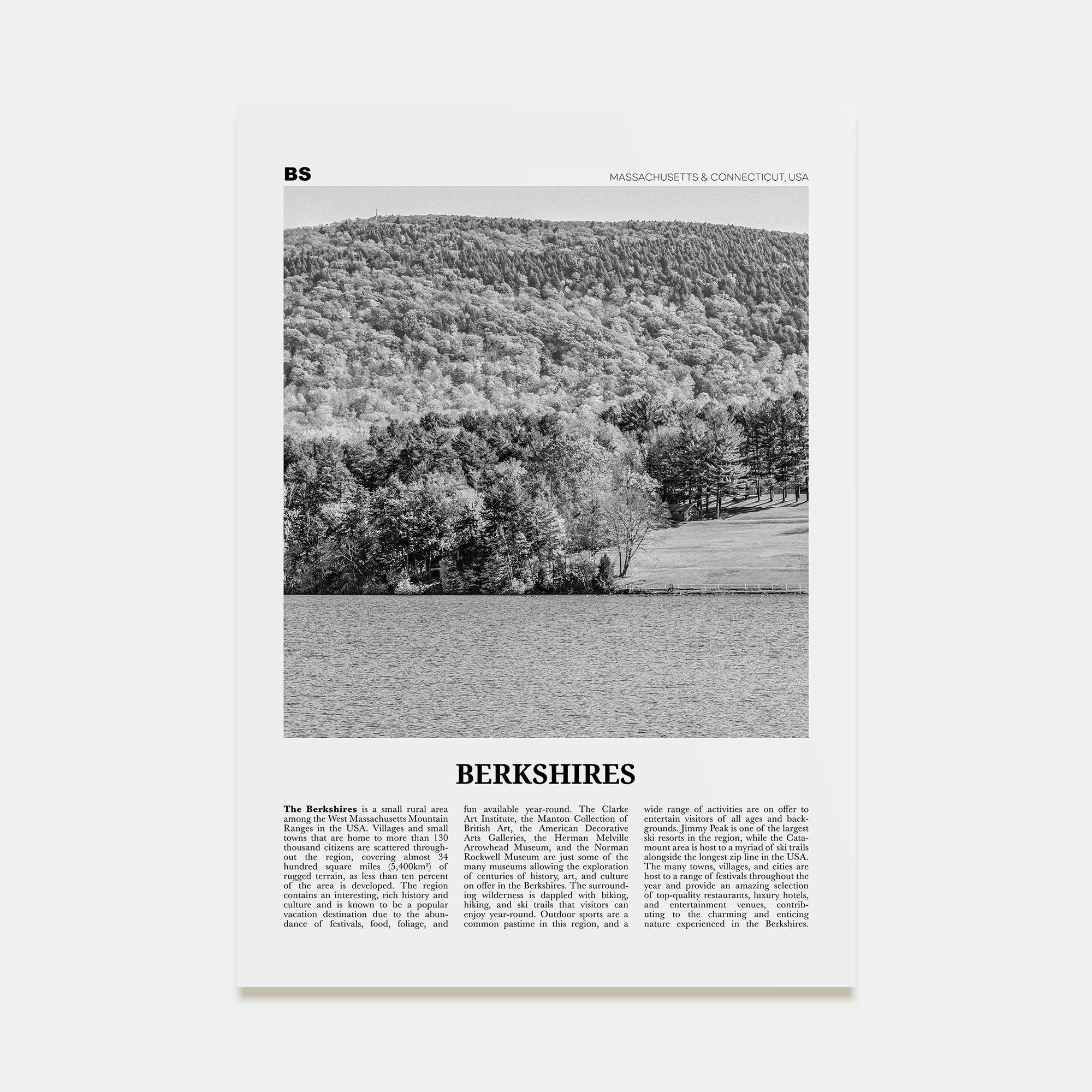 Berkshires Travel B&W Poster