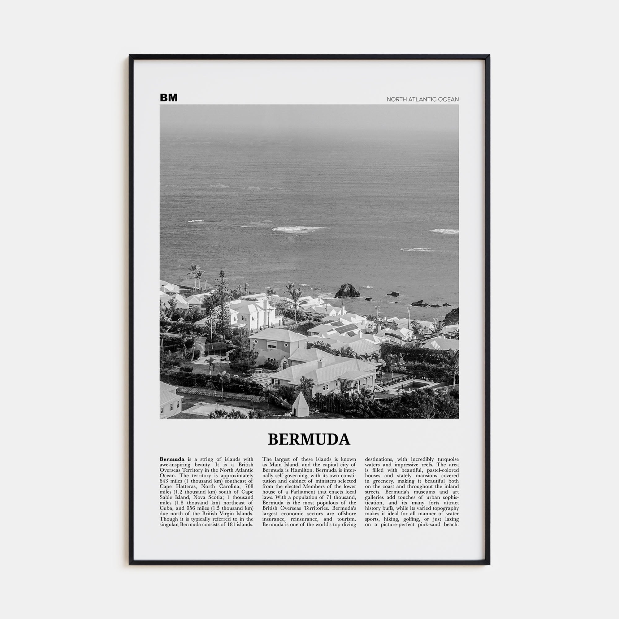 Bermuda Travel B&W Poster