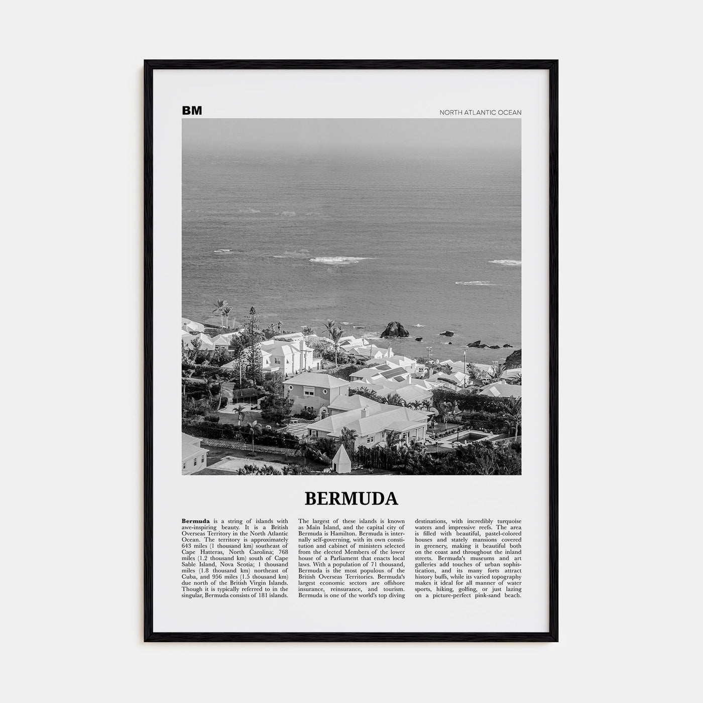 Bermuda Travel B&W Poster