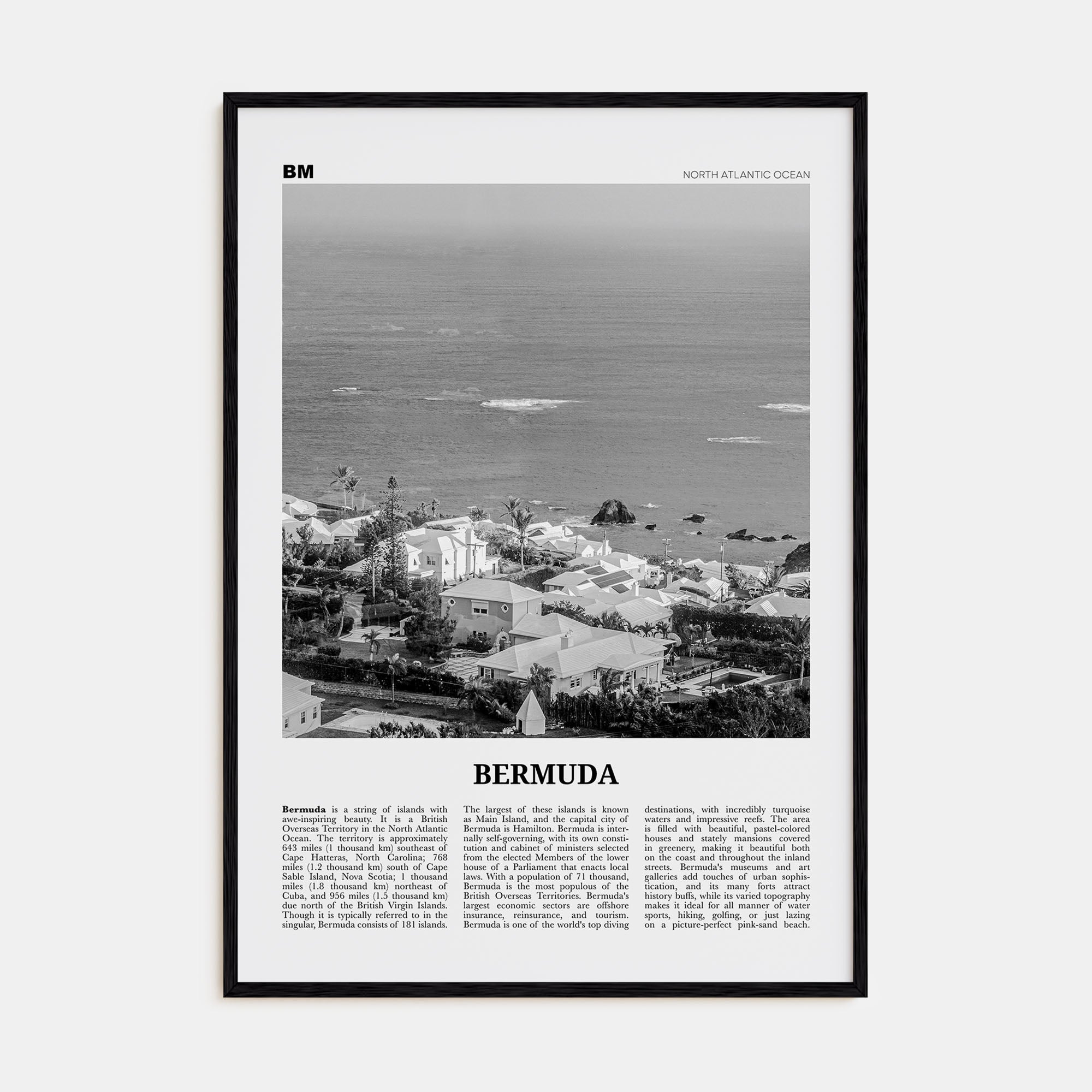 Bermuda Travel B&W Poster