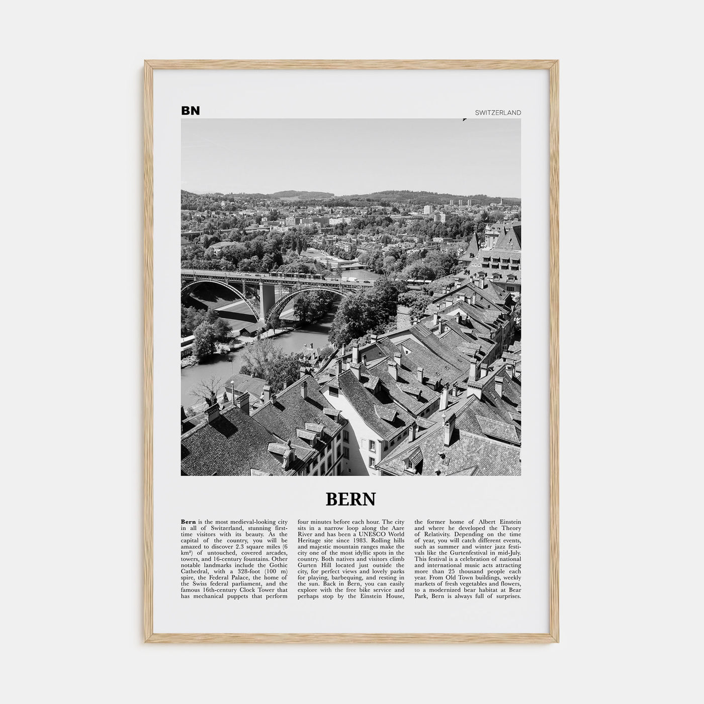 Bern Travel B&W Poster