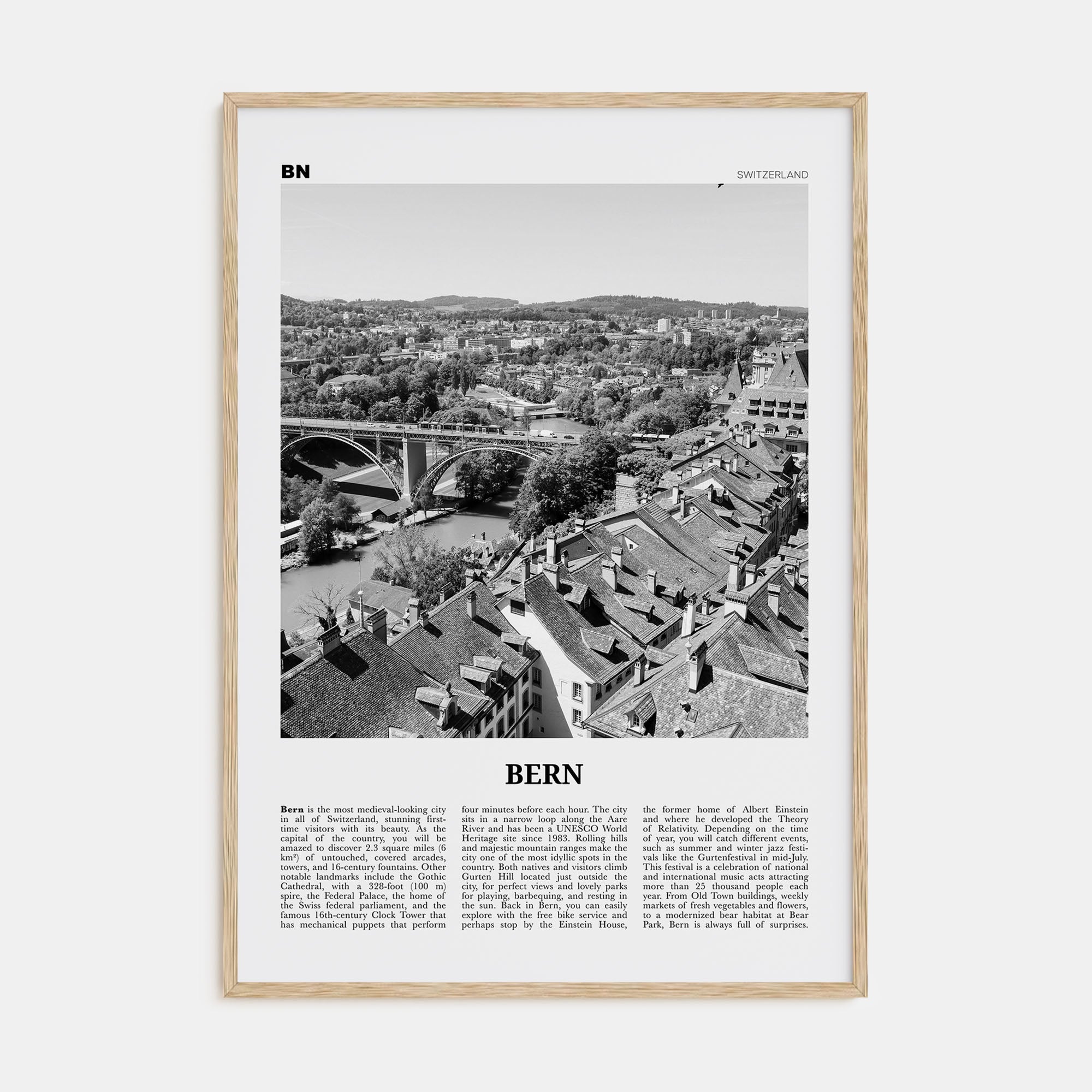 Bern Travel B&W Poster