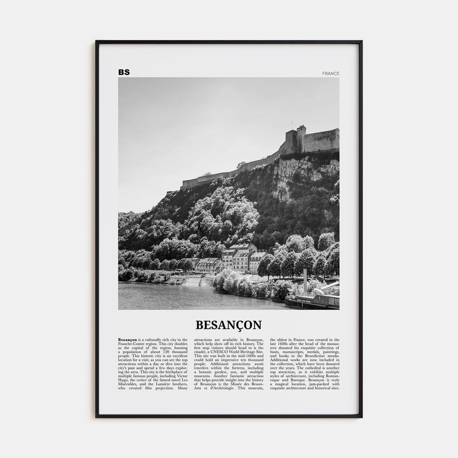 Besançon Travel B&W Poster