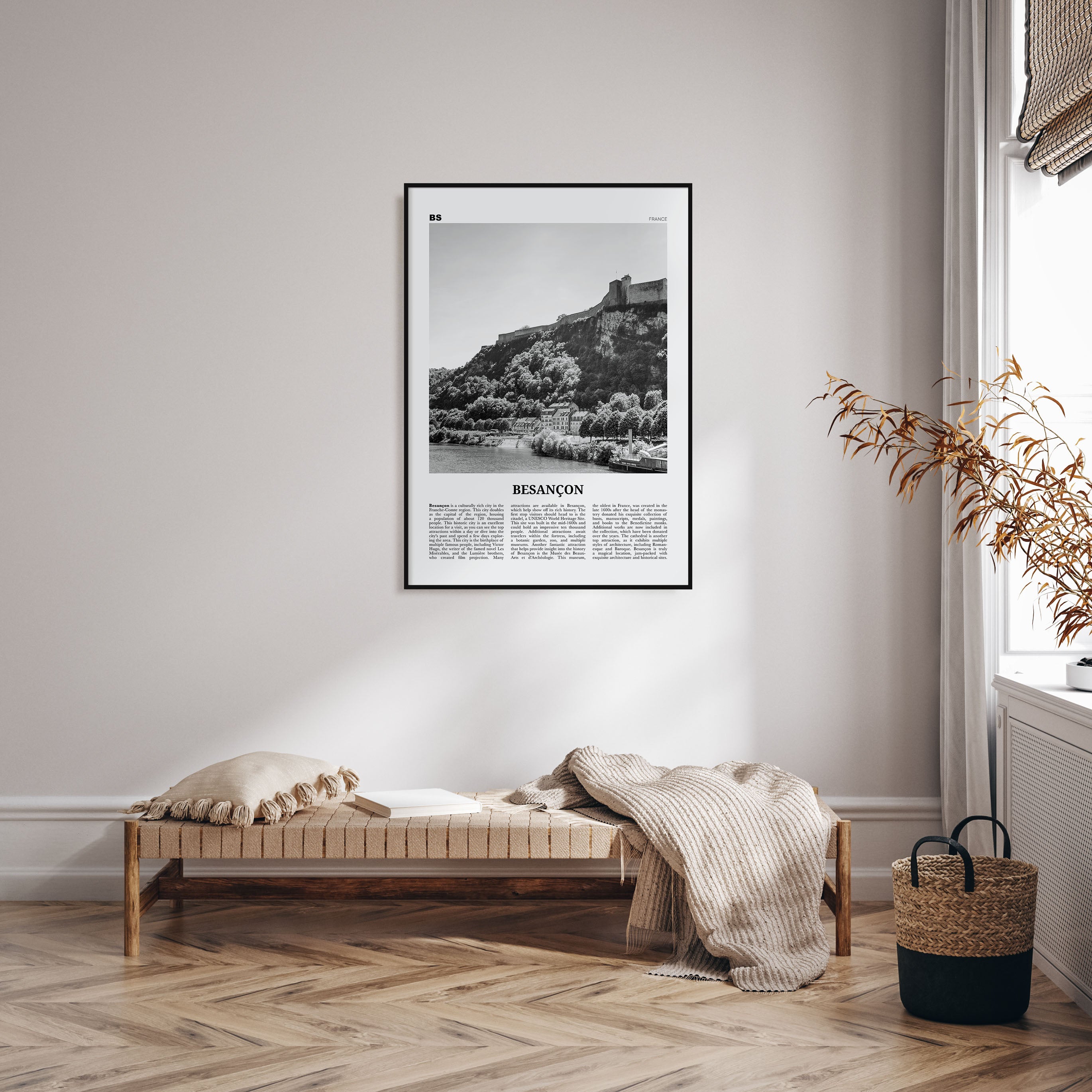 Besançon Travel B&W Poster