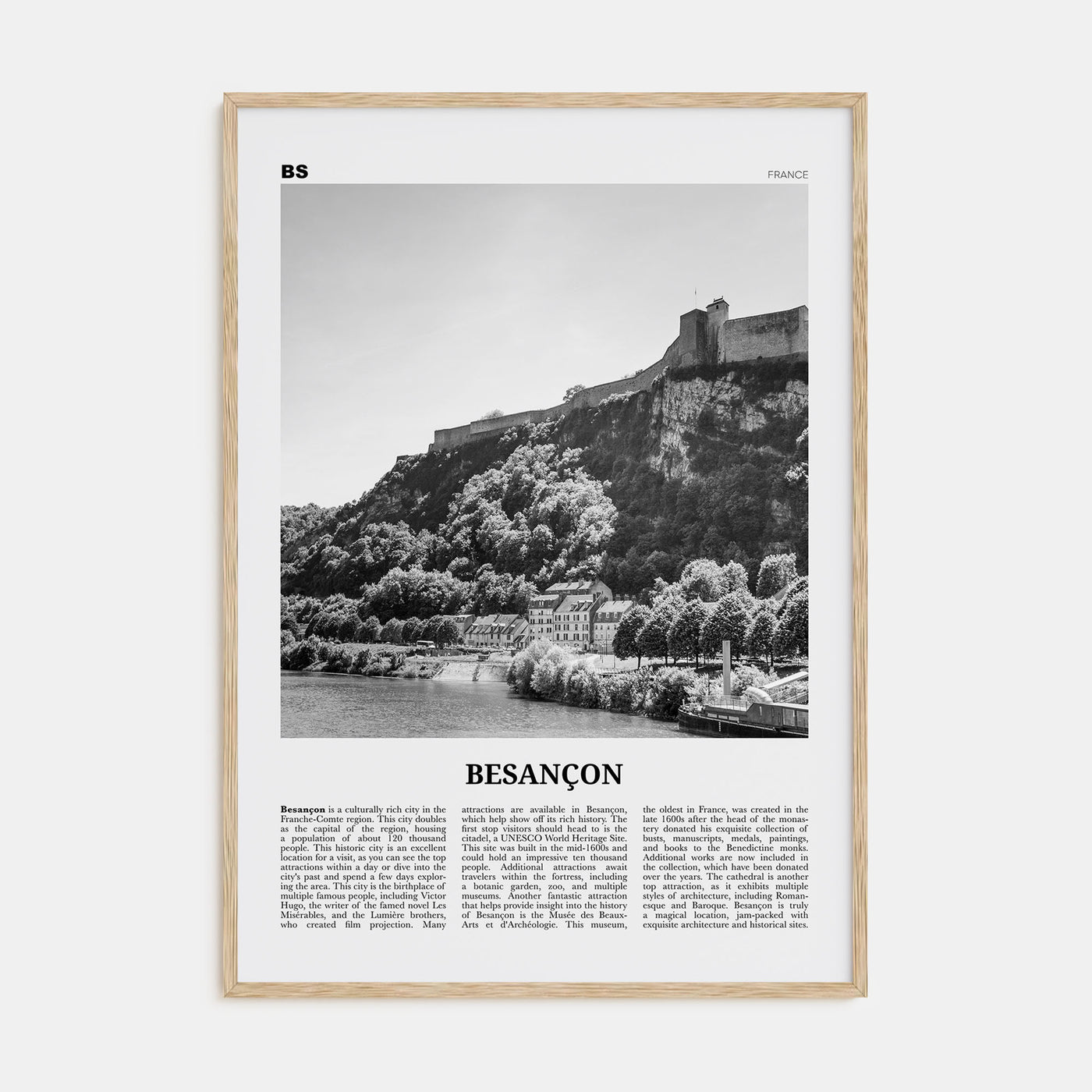Besançon Travel B&W Poster