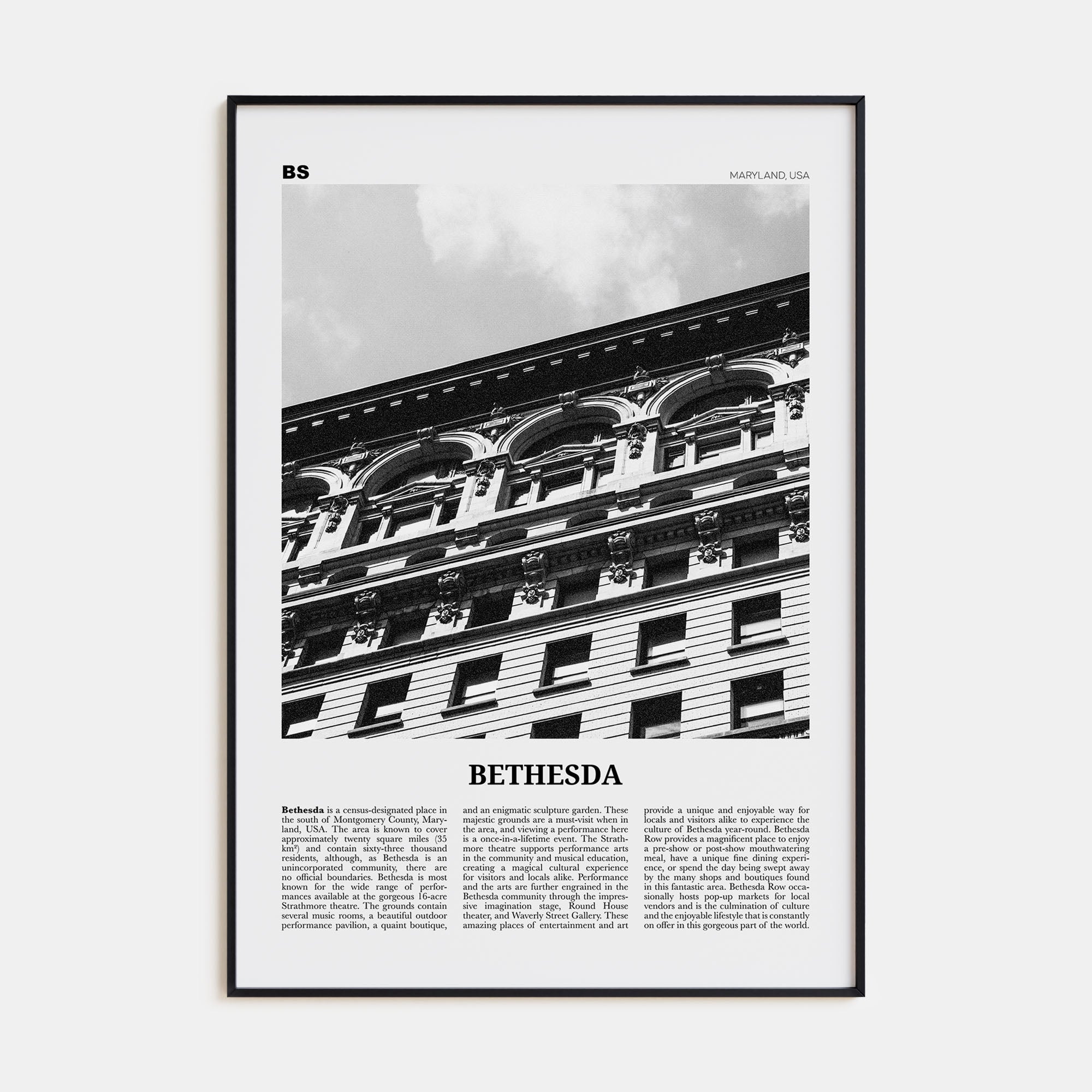 Bethesda Travel B&W Poster