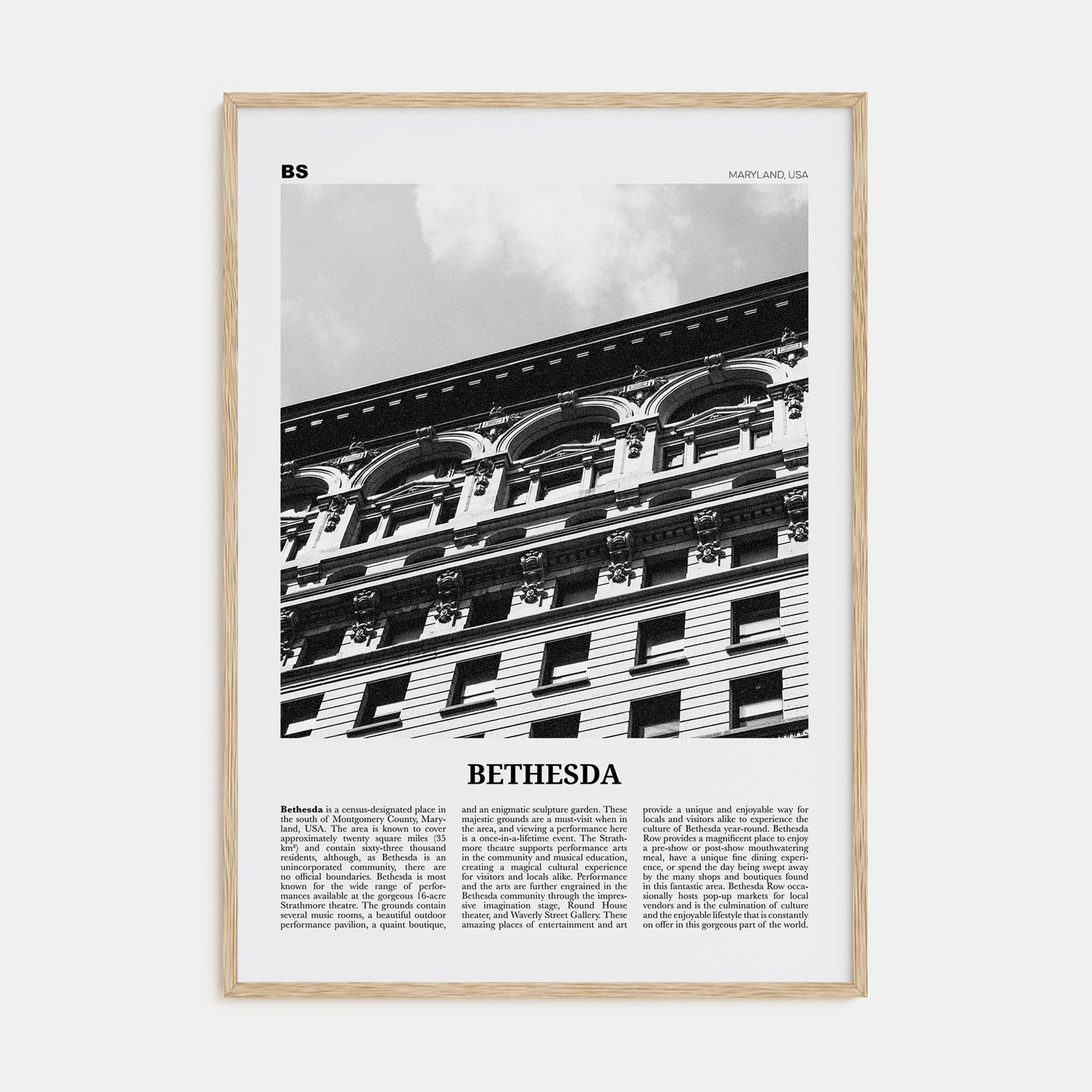 Bethesda Travel B&W Poster