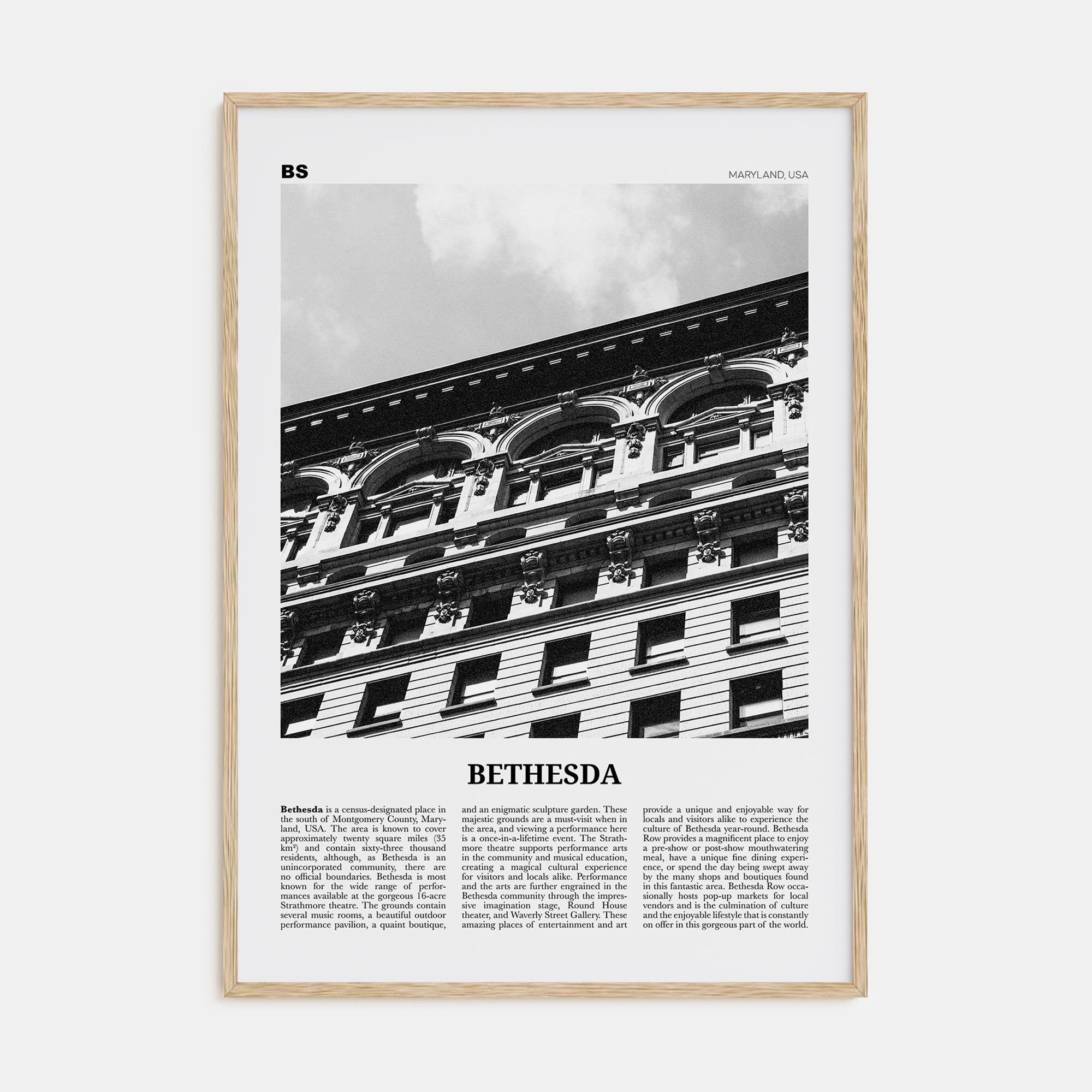 Bethesda Travel B&W Poster