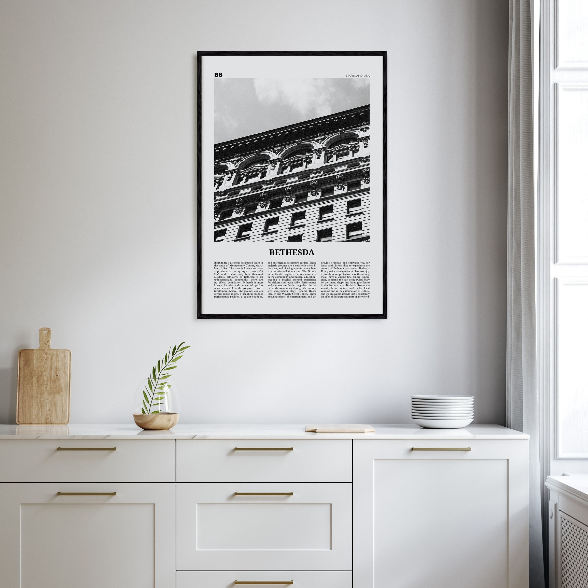 Bethesda Travel B&W Poster