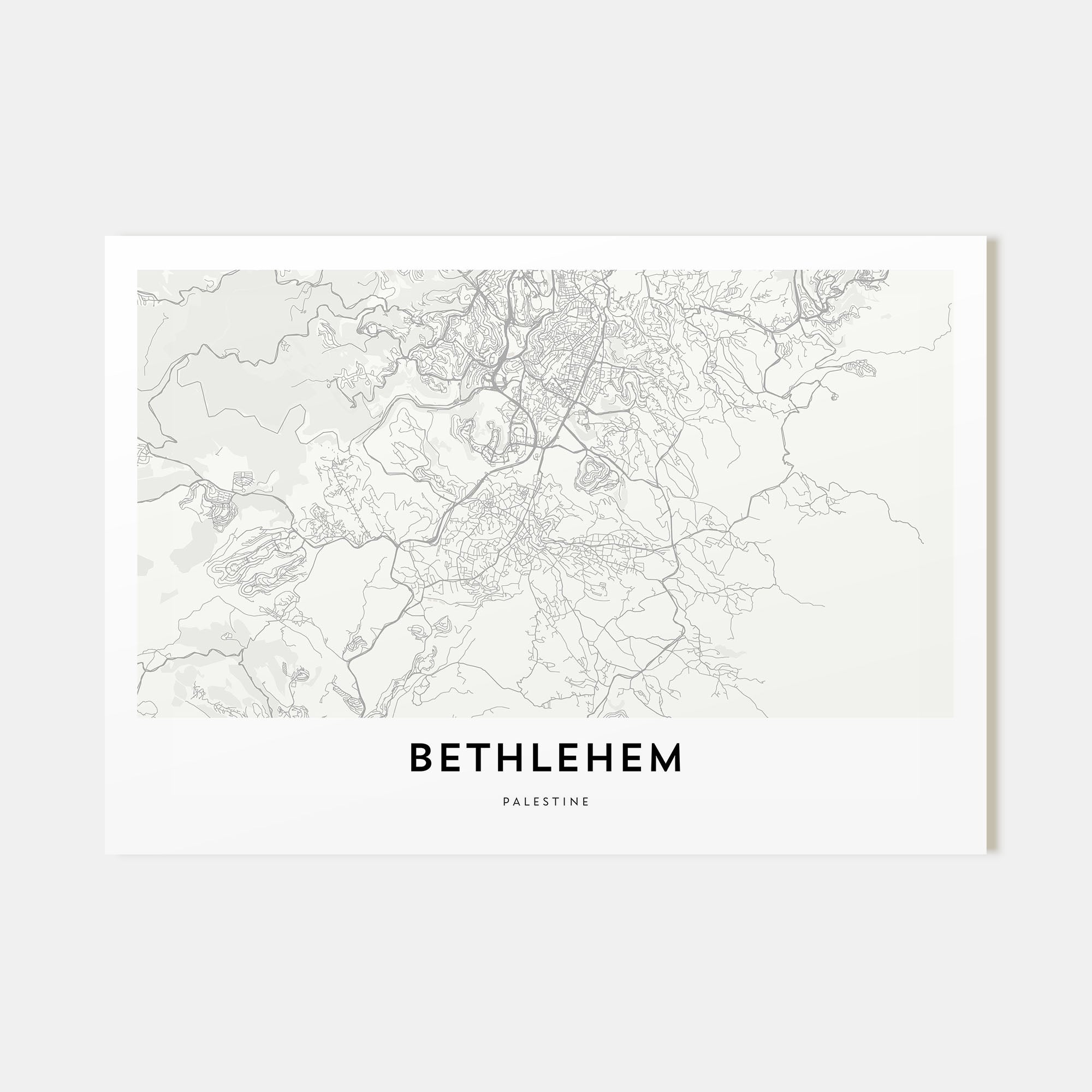 Bethlehem, Palestine Map Landscape Poster