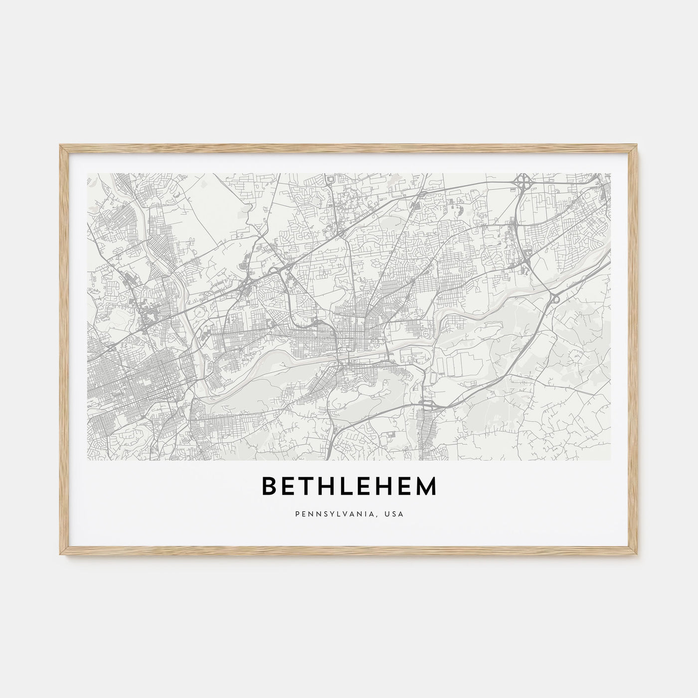Bethlehem, Pennsylvania Map Landscape Poster