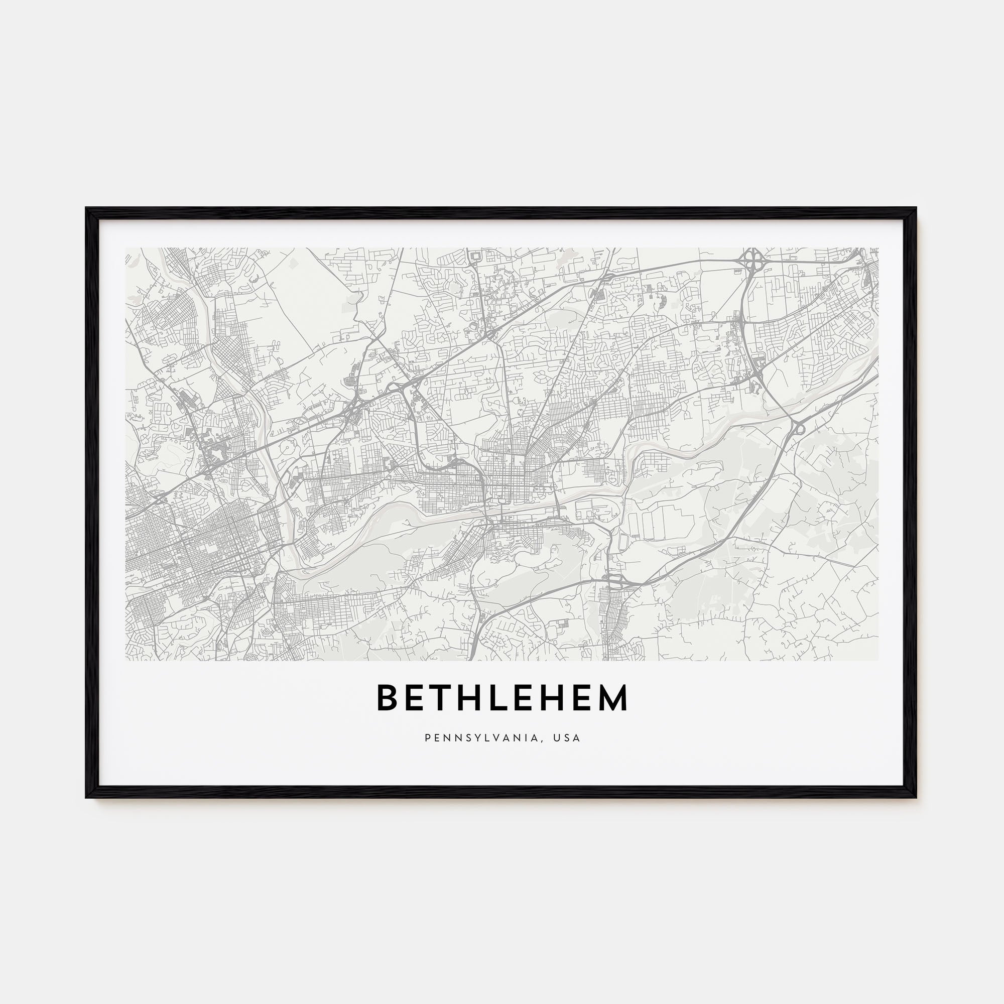Bethlehem, Pennsylvania Map Landscape Poster