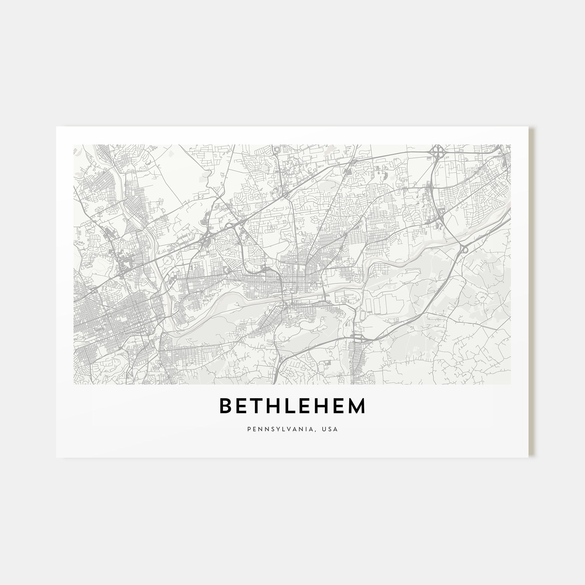 Bethlehem, Pennsylvania Map Landscape Poster