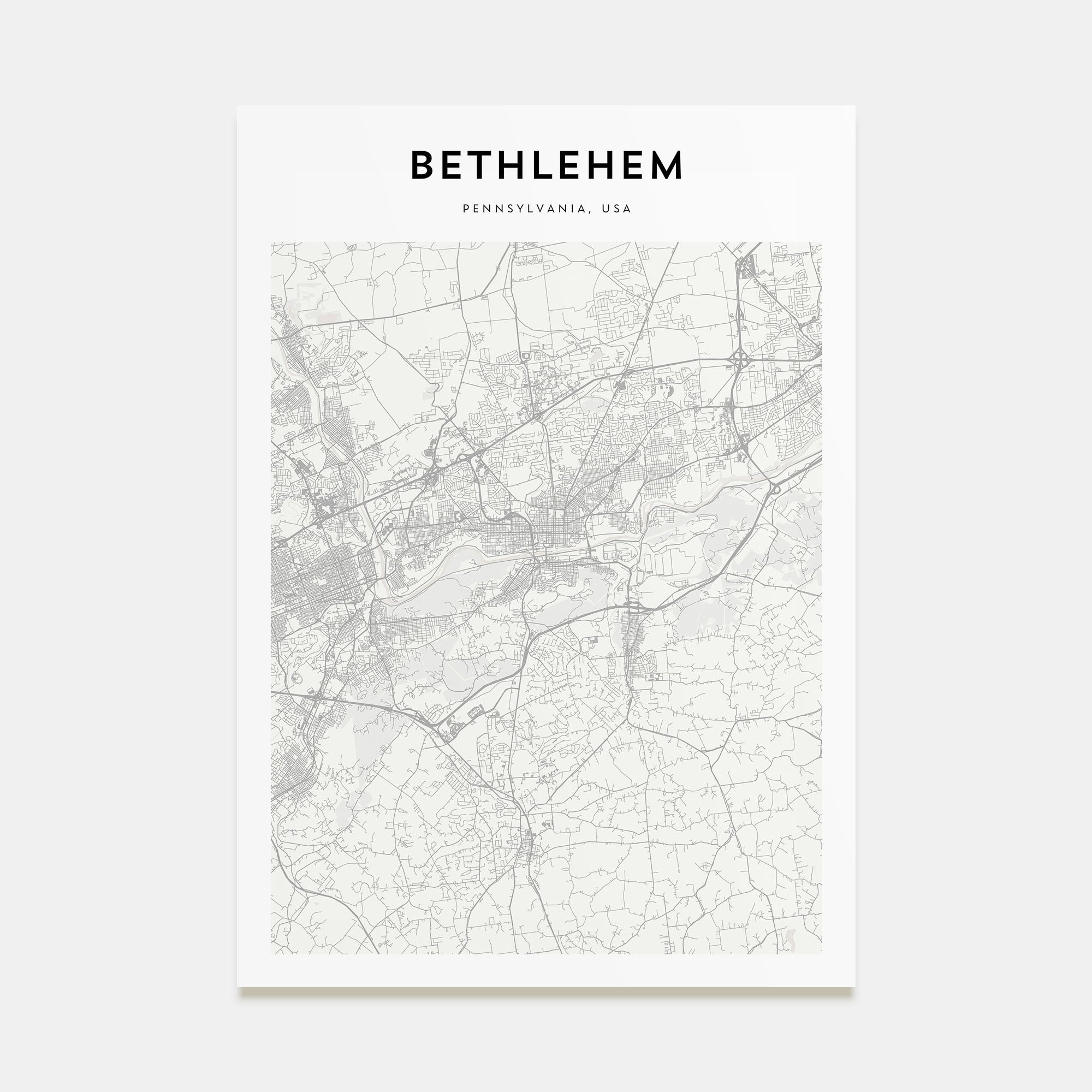 Bethlehem, Pennsylvania Map Portrait Poster