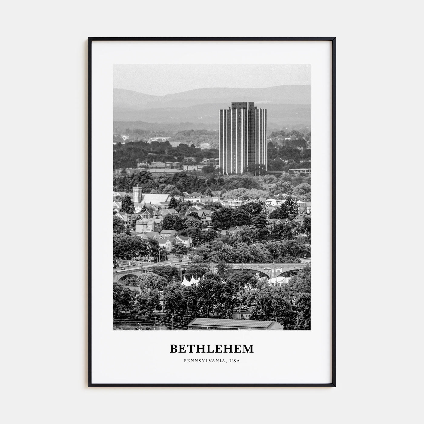 Bethlehem, Pennsylvania Portrait B&W Poster