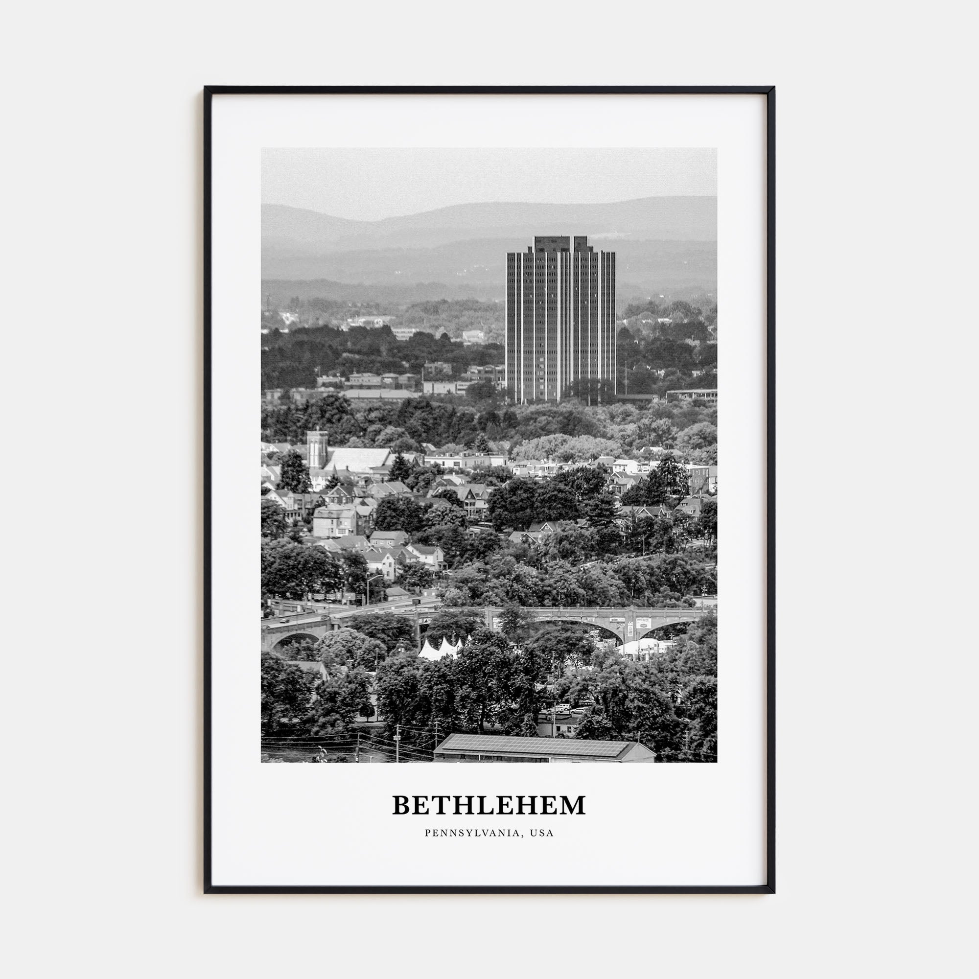 Bethlehem, Pennsylvania Portrait B&W Poster