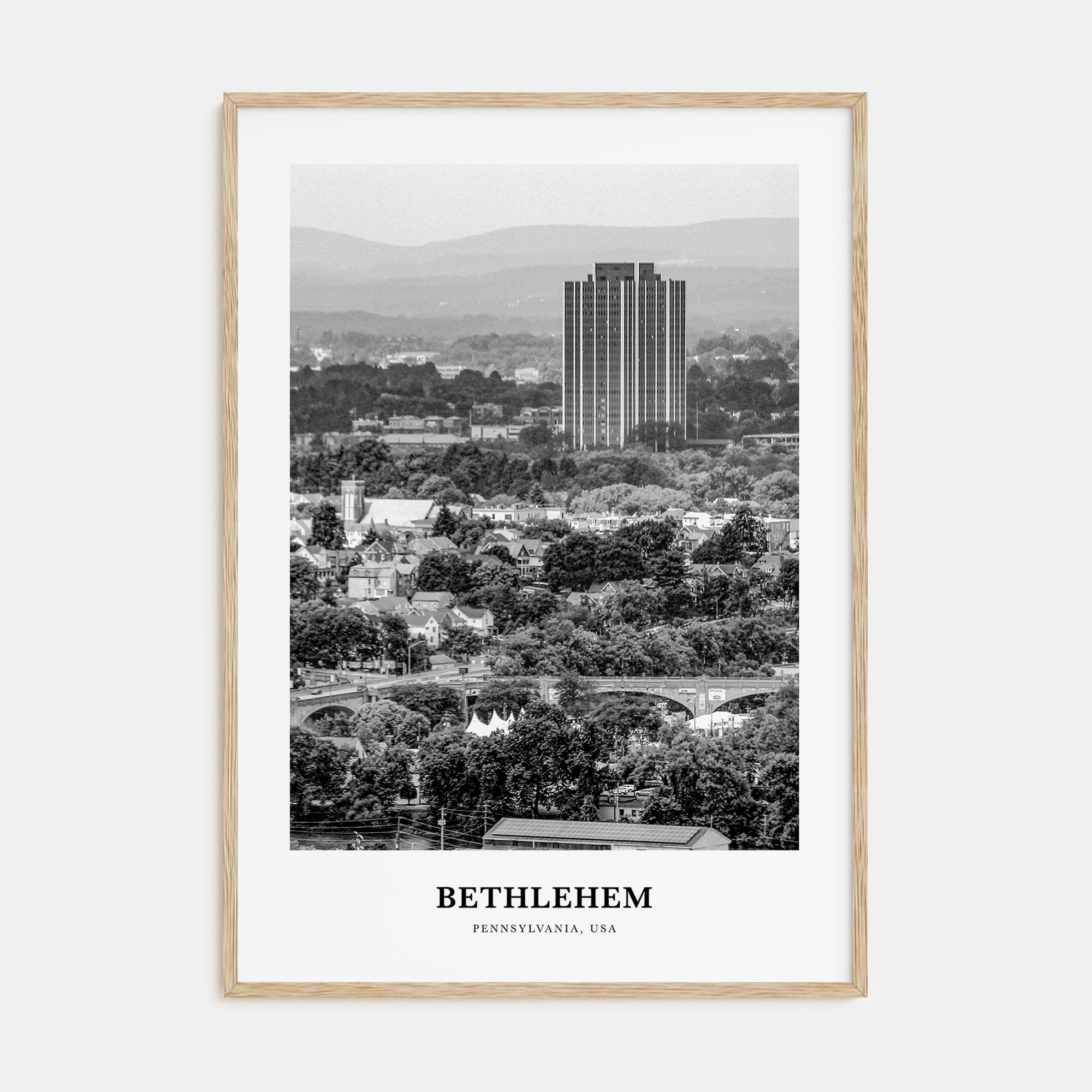 Bethlehem, Pennsylvania Portrait B&W Poster