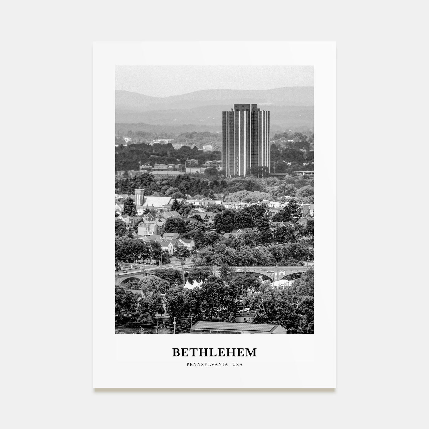 Bethlehem, Pennsylvania Portrait B&W Poster