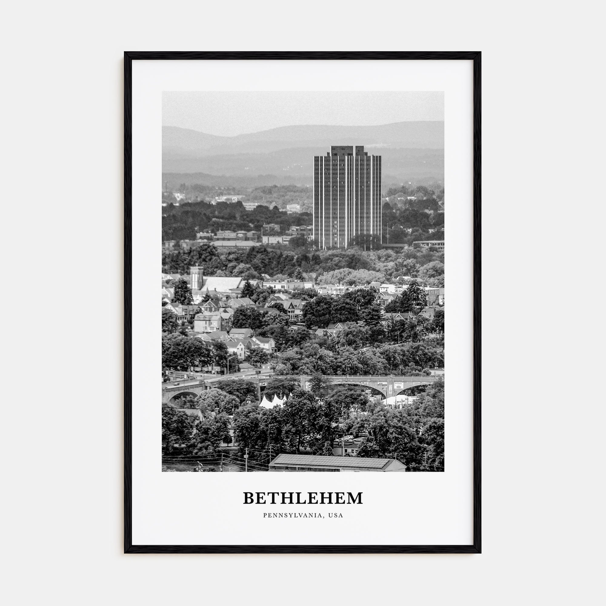 Bethlehem, Pennsylvania Portrait B&W Poster