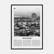 Bethlehem, Pennsylvania Travel B&W Poster