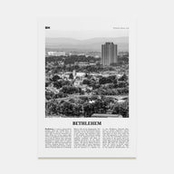 Bethlehem, Pennsylvania Travel B&W Poster